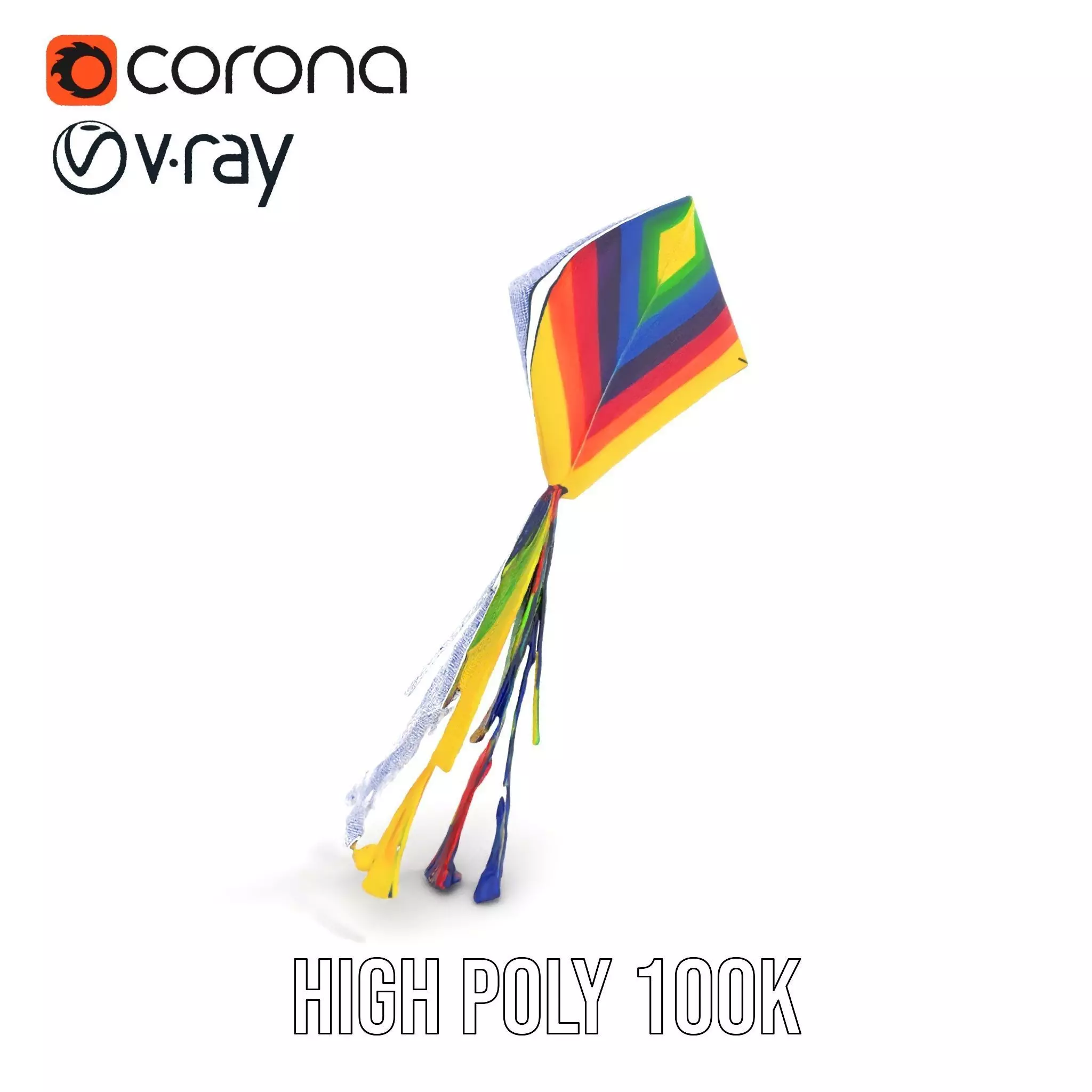 Rainbow Diamond Kite model pack Low-poly 3D model_33