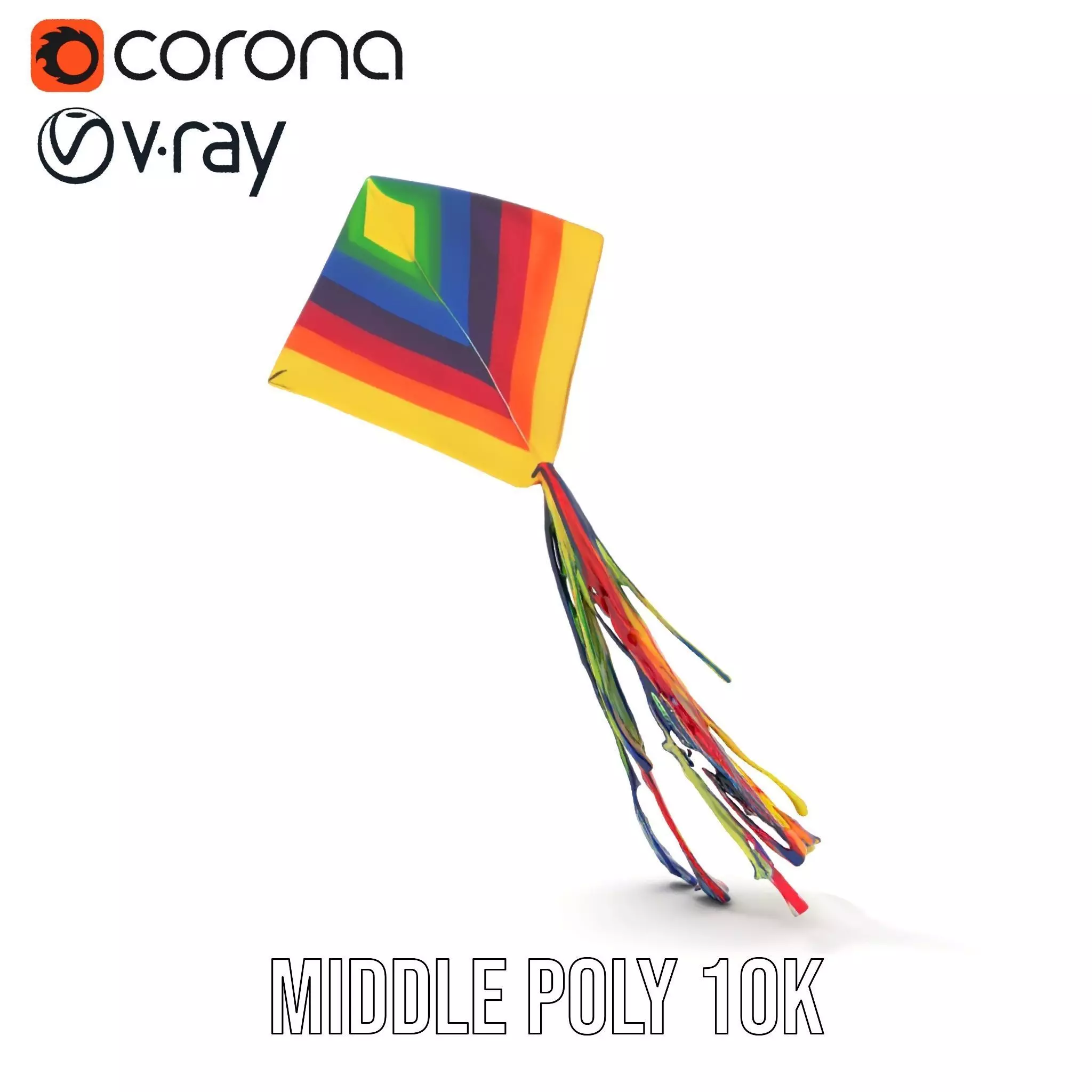 Rainbow Diamond Kite model pack Low-poly 3D model_14