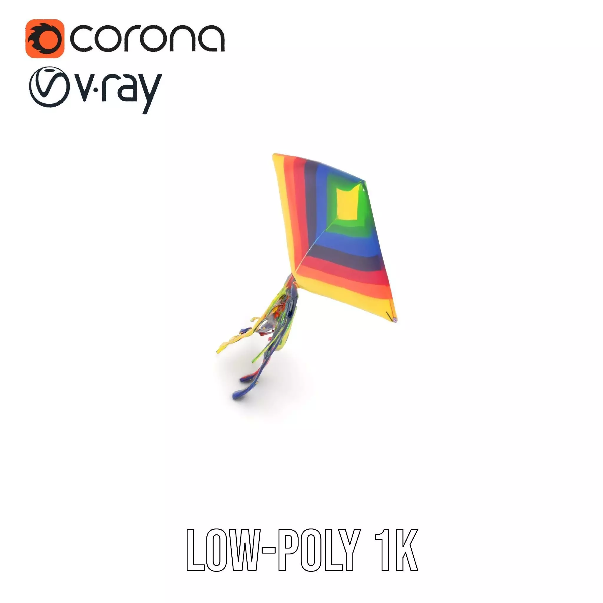 Rainbow Diamond Kite model pack Low-poly 3D model_10