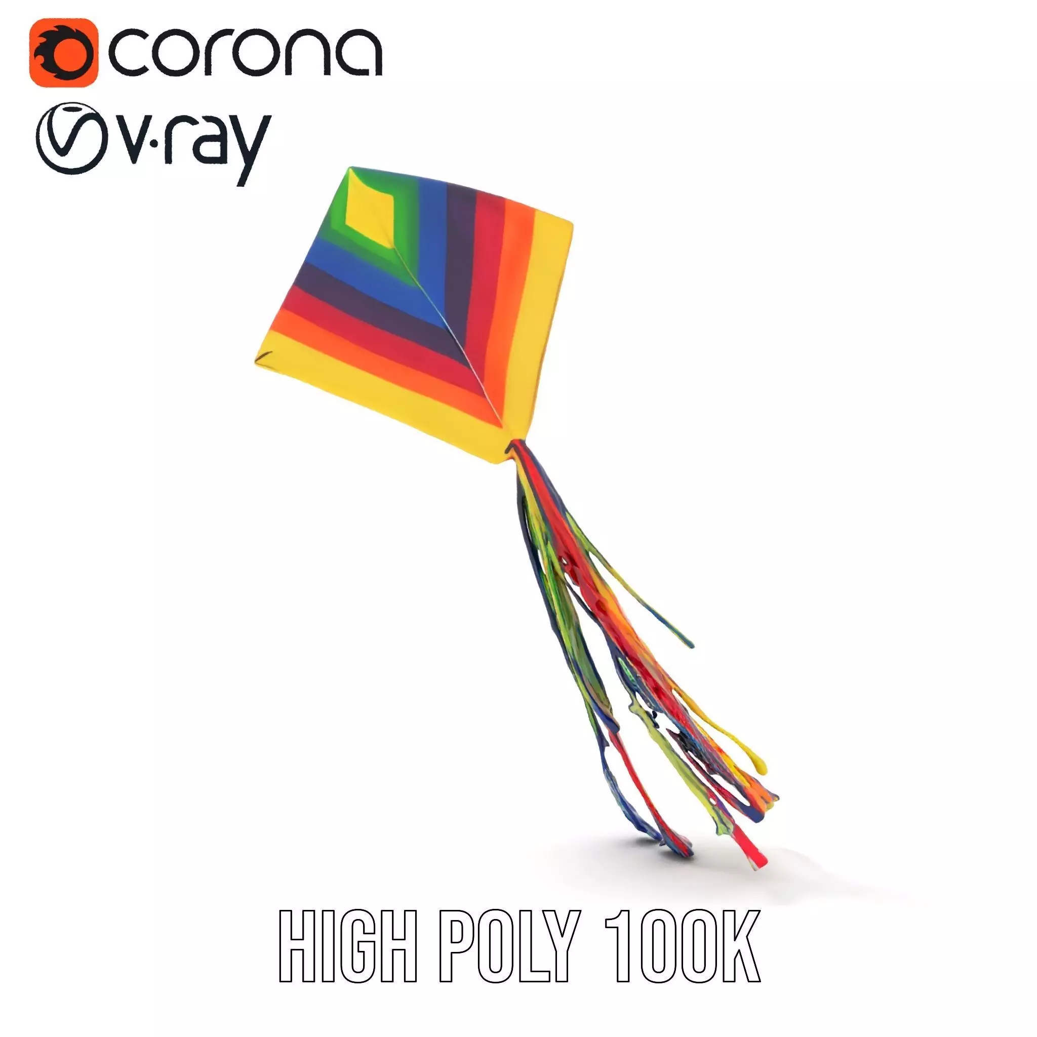 Rainbow Diamond Kite model pack Low-poly 3D model_24