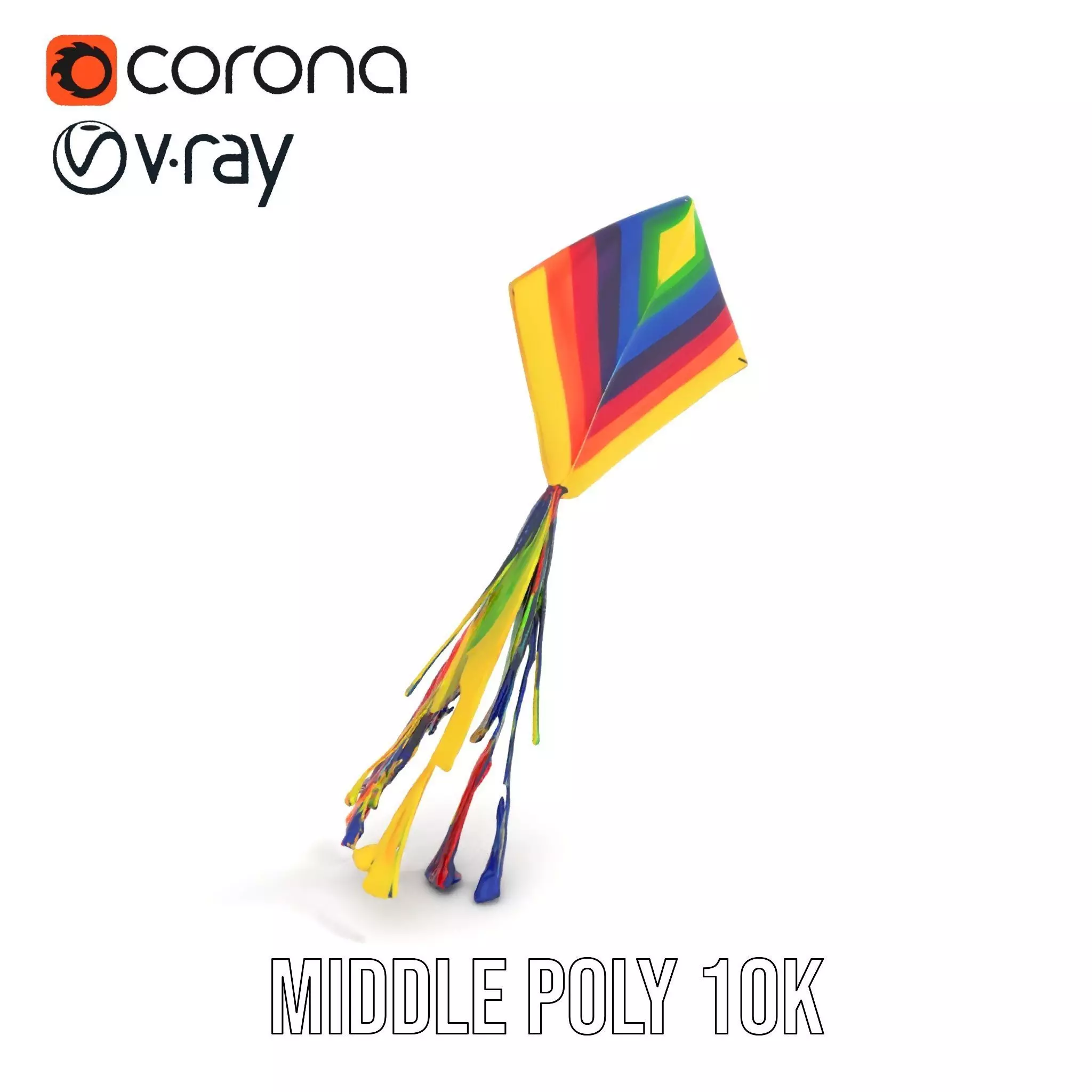 Rainbow Diamond Kite model pack Low-poly 3D model_6