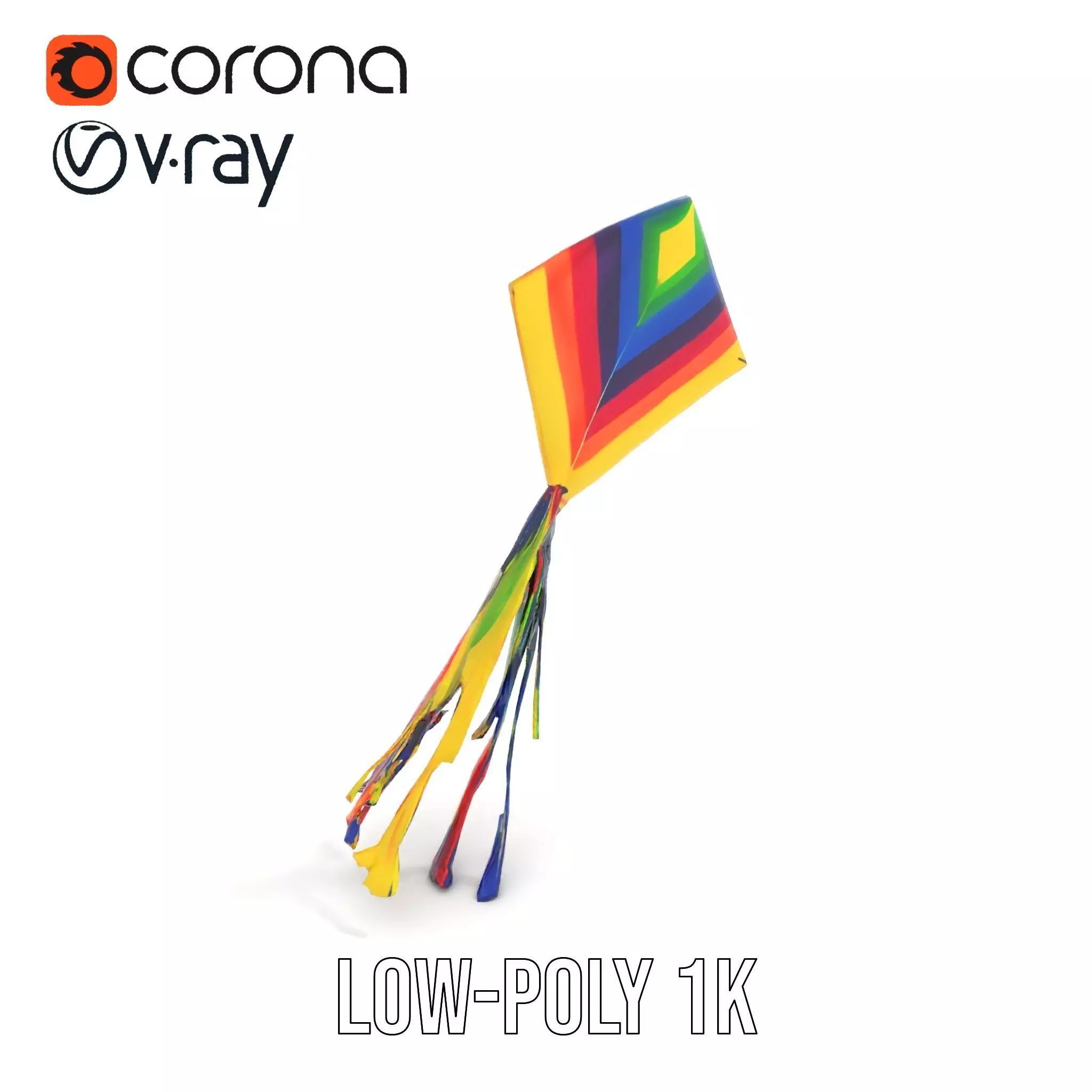 Rainbow Diamond Kite model pack Low-poly 3D model_8