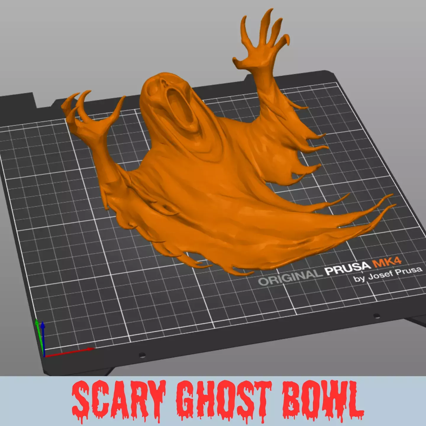 Scary Ghost Bowl STL  3D print model_1