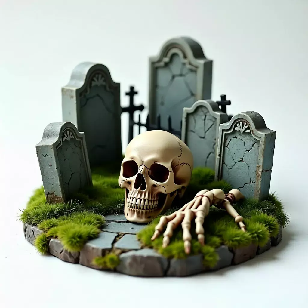 Graveyard Skull Diorama STL 3D print model_0