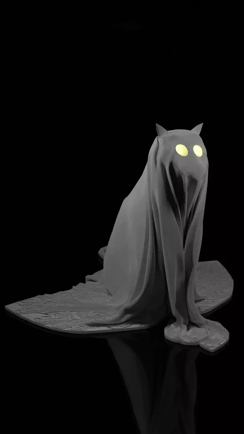 Ghost Cat Lantern STL  3D print model_2