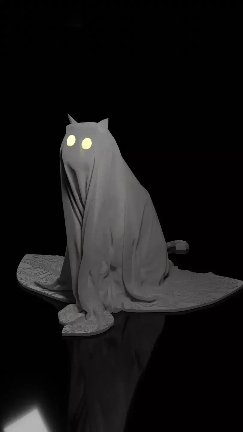 Ghost Cat Lantern STL  3D print model_0