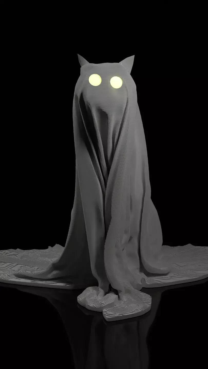 Ghost Cat Lantern STL  3D print model_1