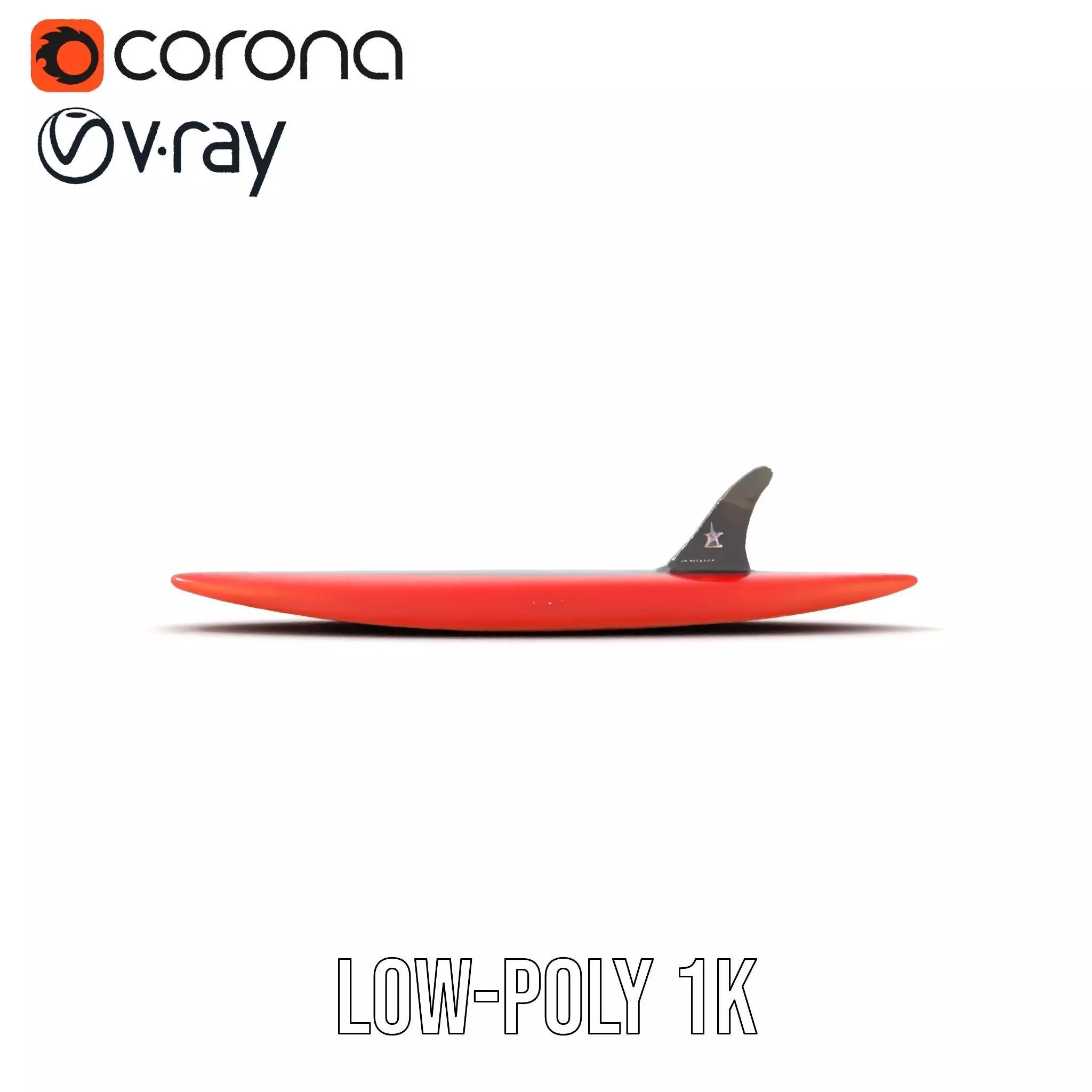 Red Speed Surfboard model pack Low-poly 3D model_11
