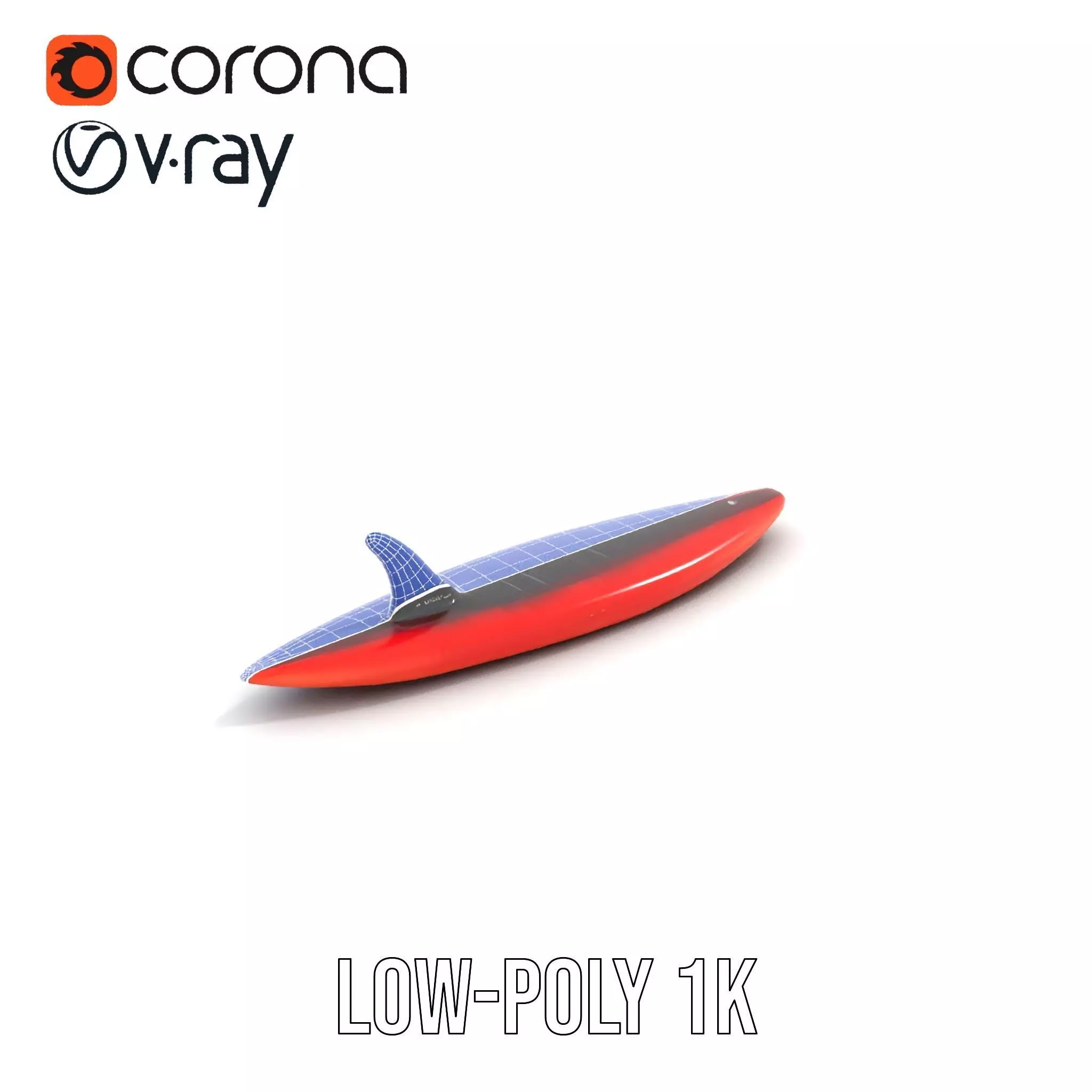 Red Speed Surfboard model pack Low-poly 3D model_31