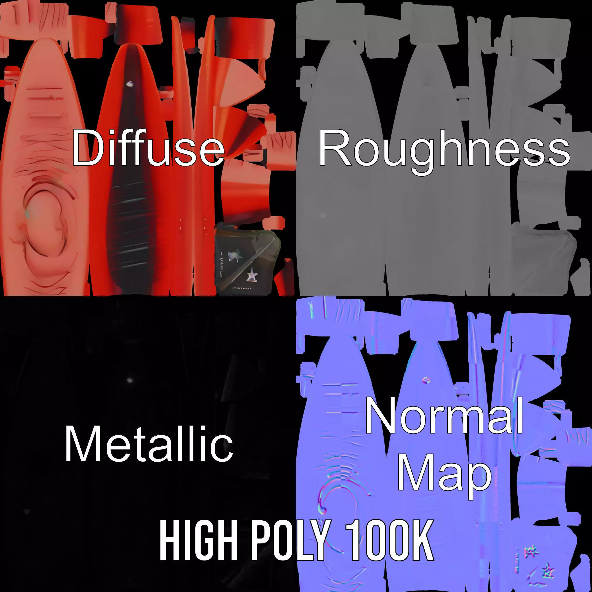 Red Speed Surfboard model pack Low-poly 3D model_4