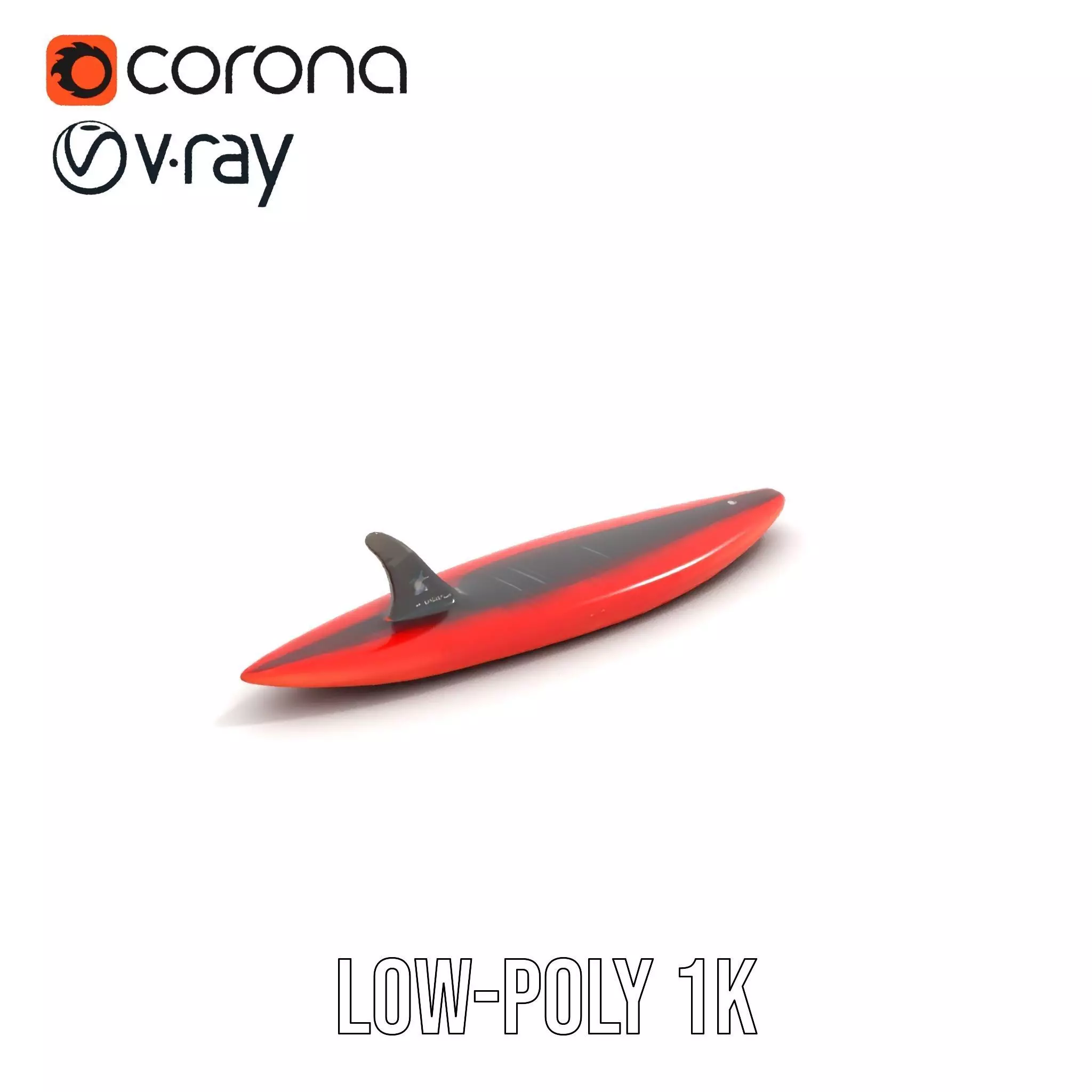Red Speed Surfboard model pack Low-poly 3D model_8