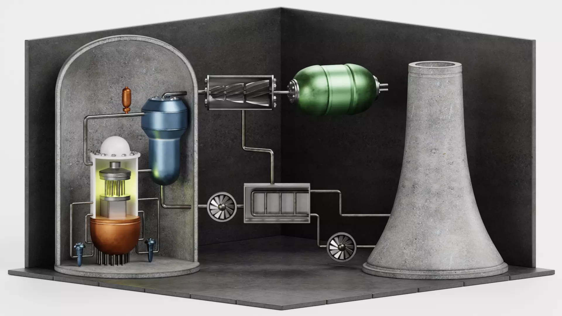 Nuclear Reactor V2 - Power Plant Isometric Low-poly 3D model