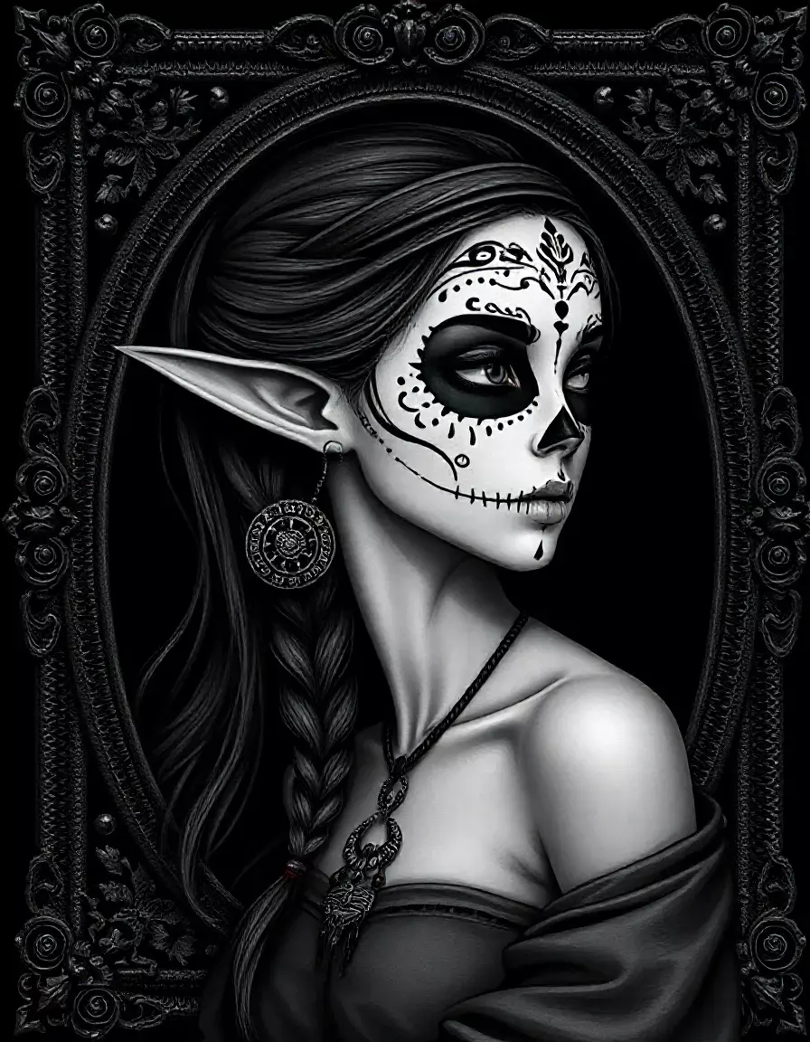 Day of the Dead Elf Lithophane STL  3D print model_0