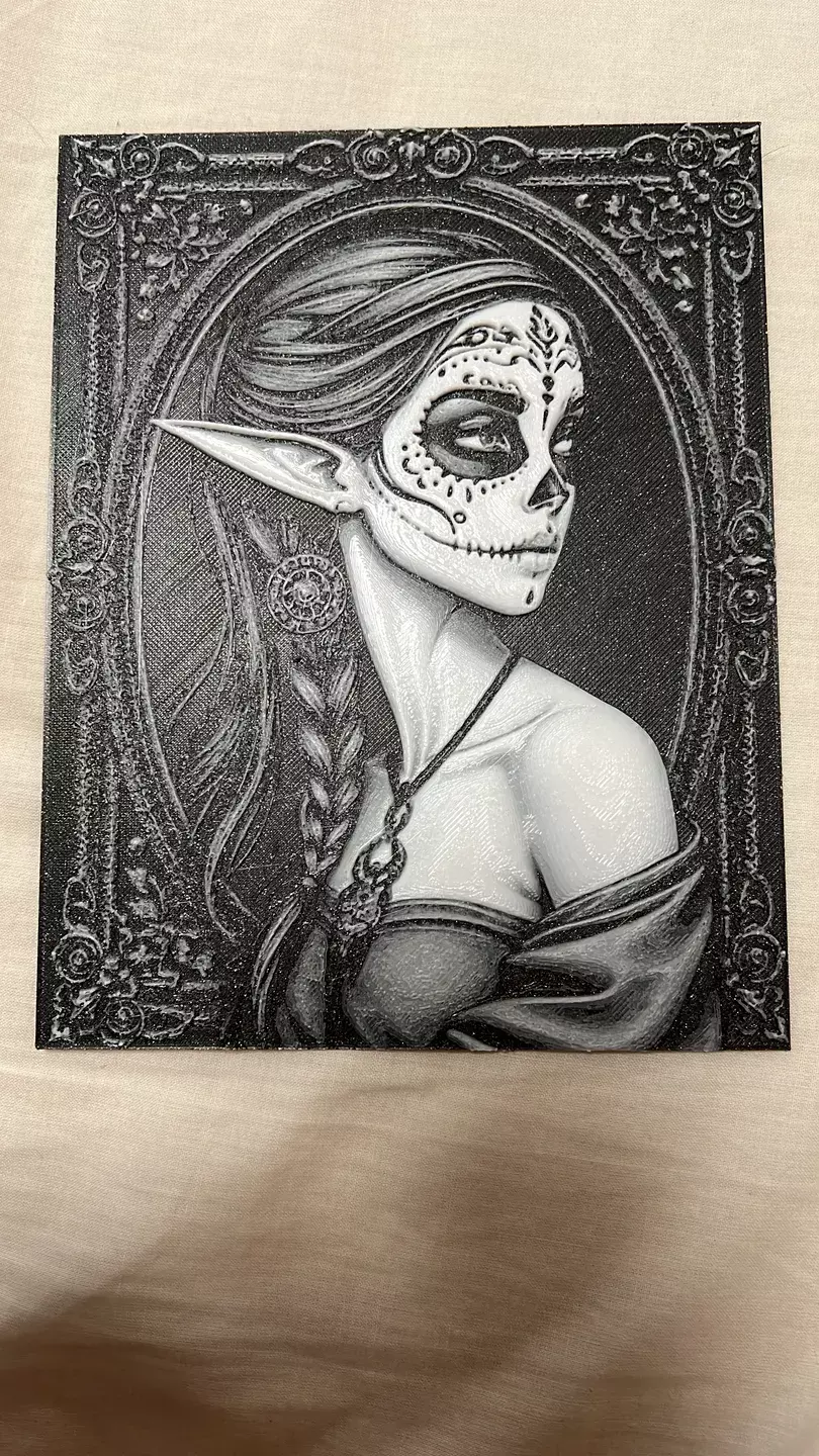 Day of the Dead Elf Lithophane STL  3D print model_2