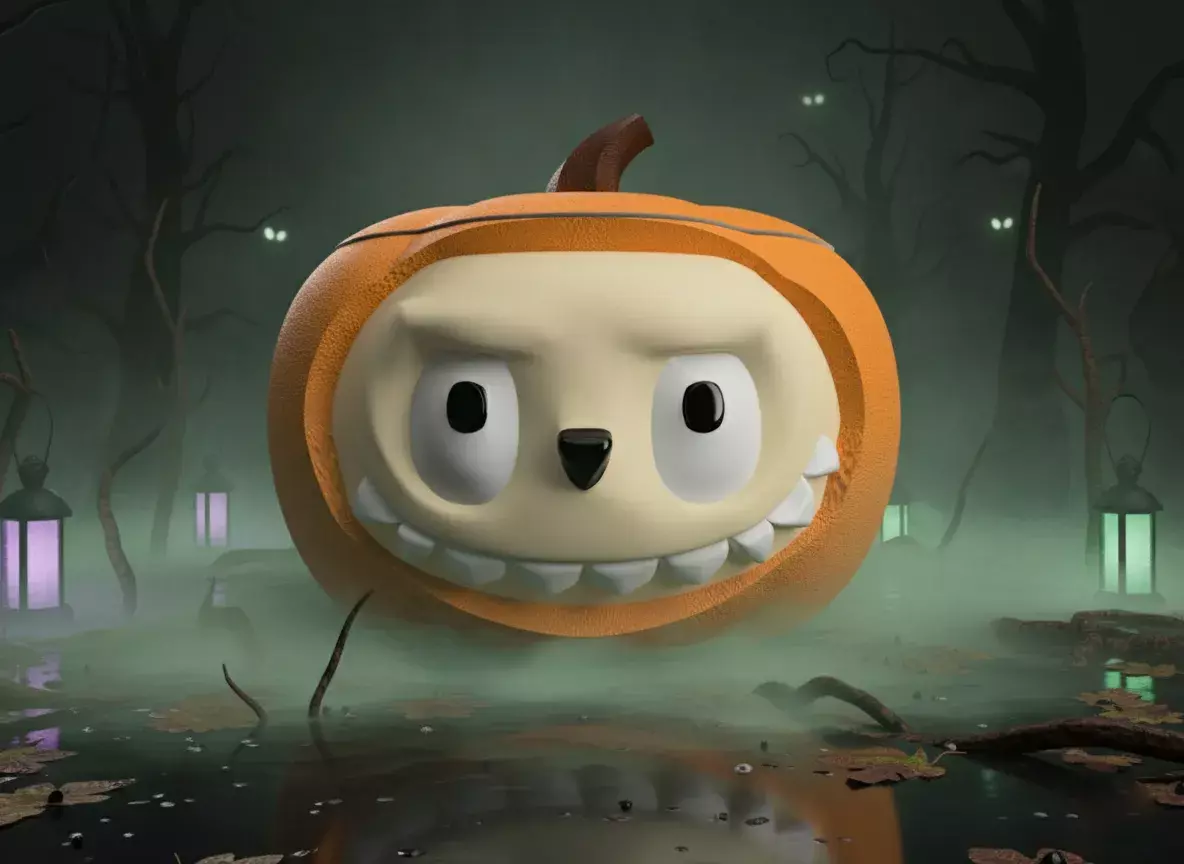 Cute Pumpkin Monster Container STL  3D print model_0