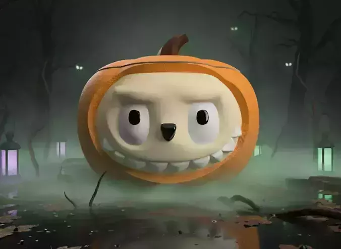 Cute Pumpkin Monster Container STL  3D print model