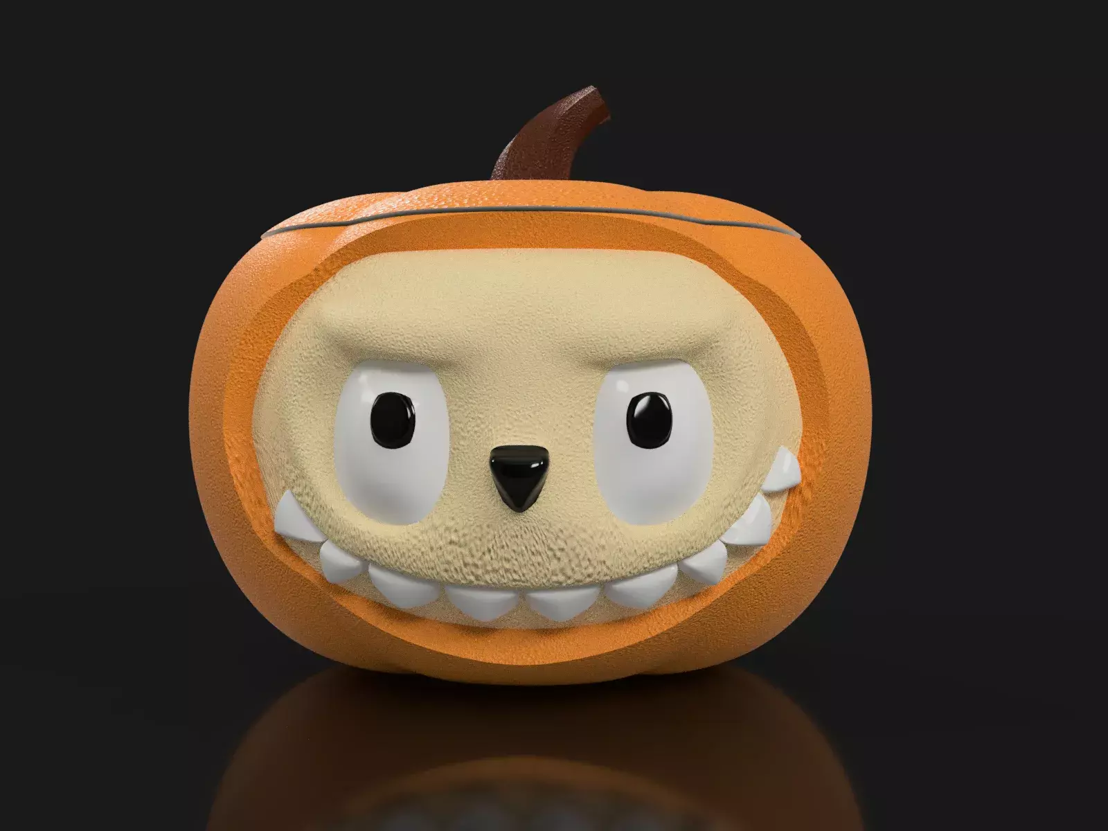 Cute Pumpkin Monster Container STL  3D print model_1