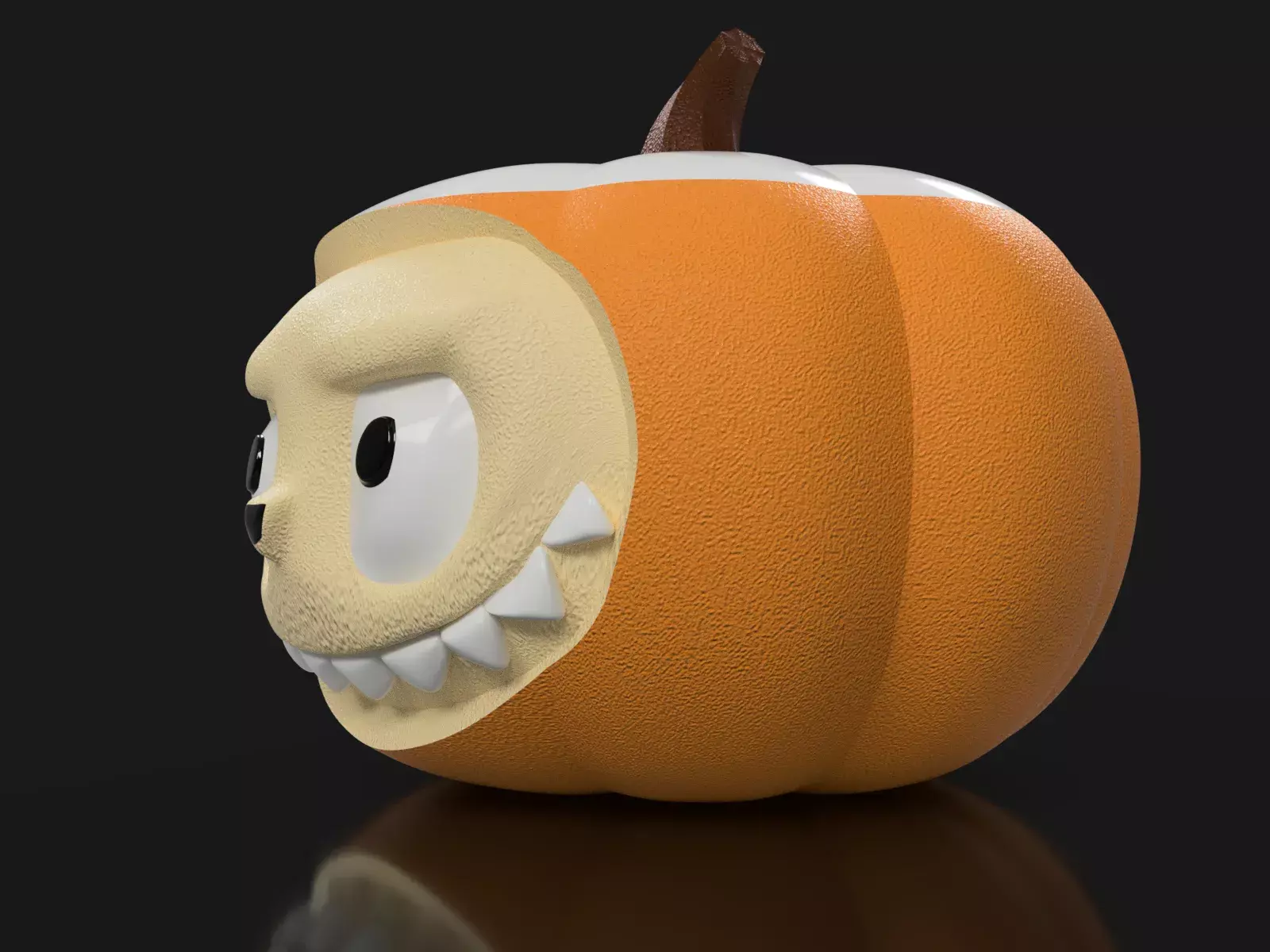 Cute Pumpkin Monster Container STL  3D print model_2