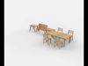 wooden bench  3D model_1