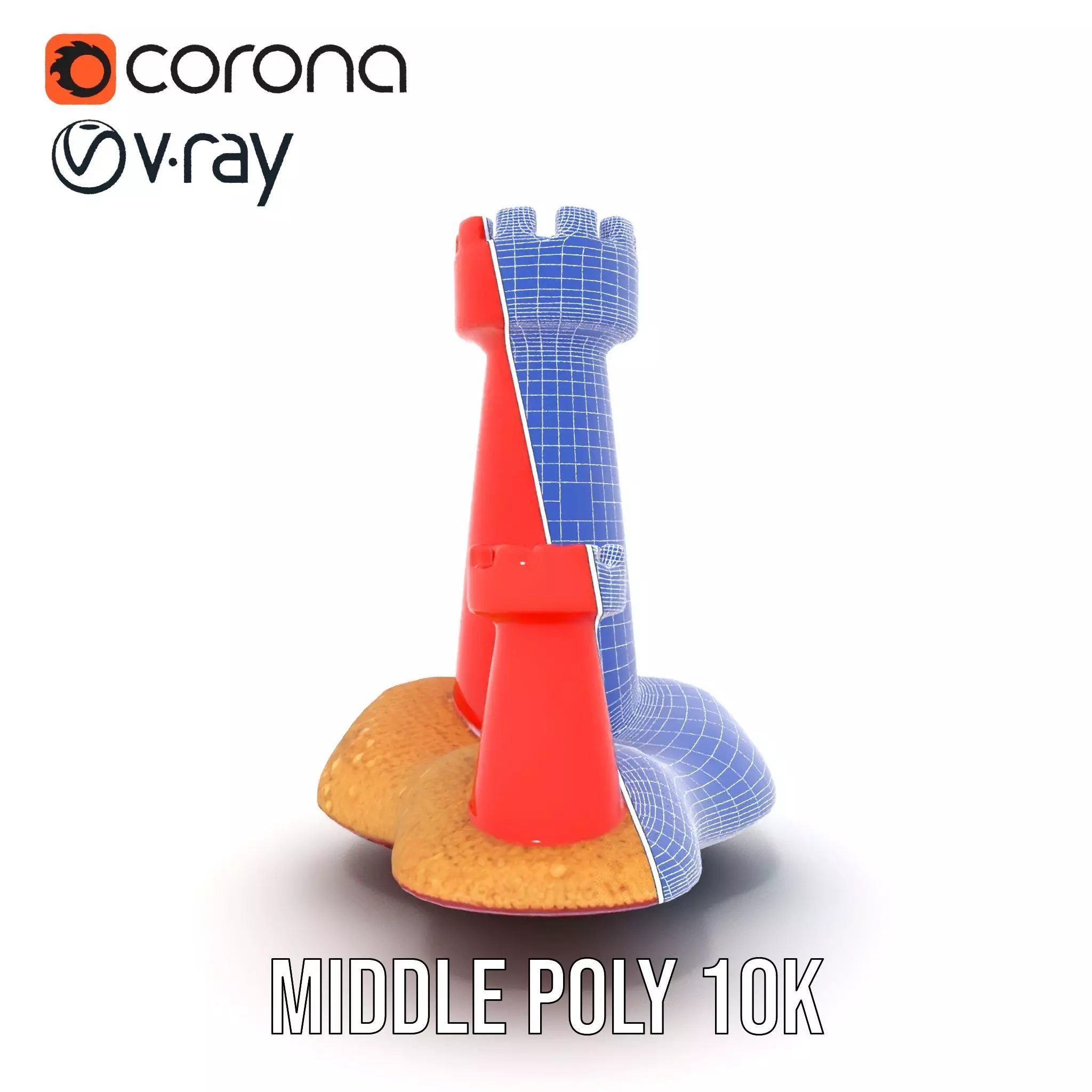 Red Sandcastle model pack Low-poly 3D model_31