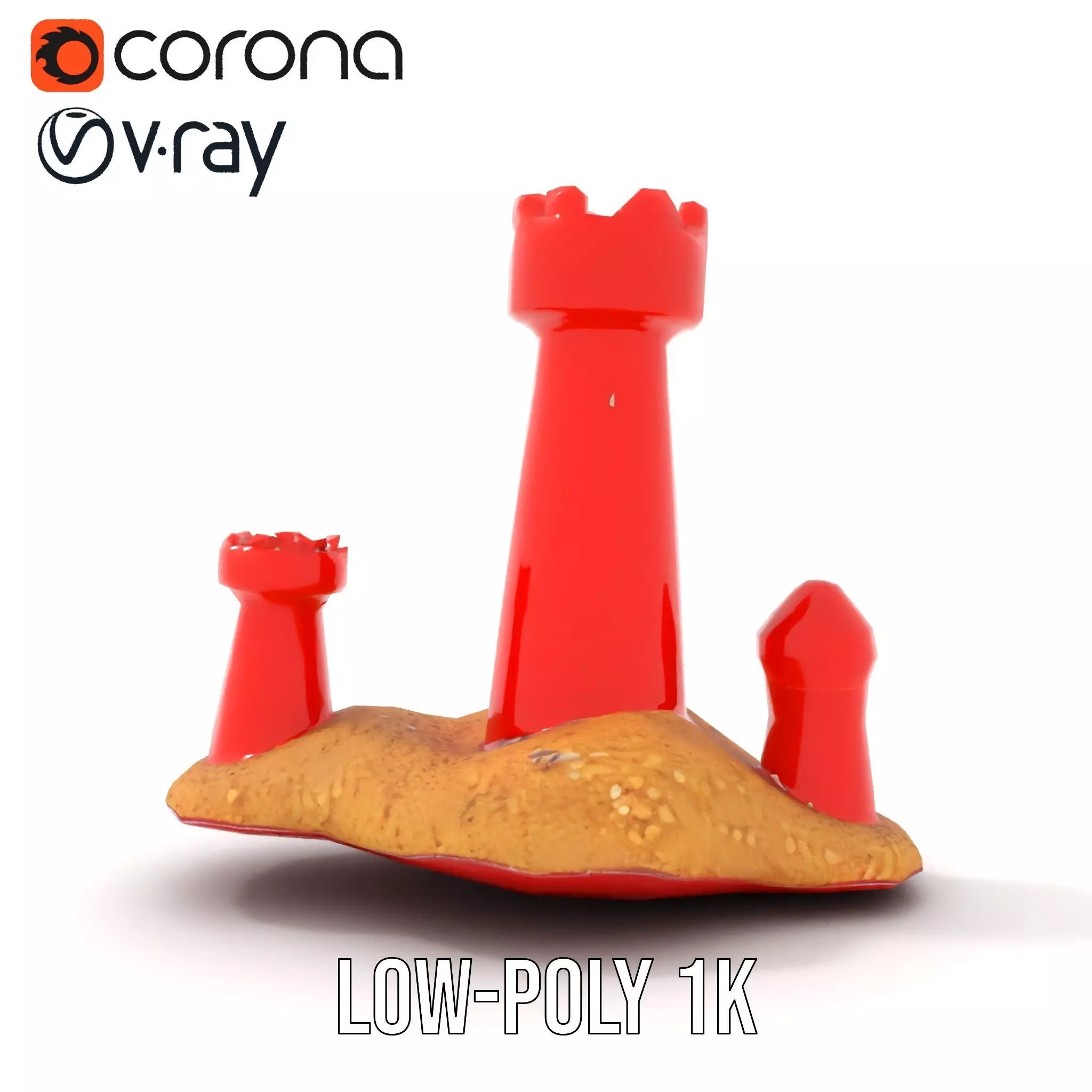 Red Sandcastle model pack Low-poly 3D model_8