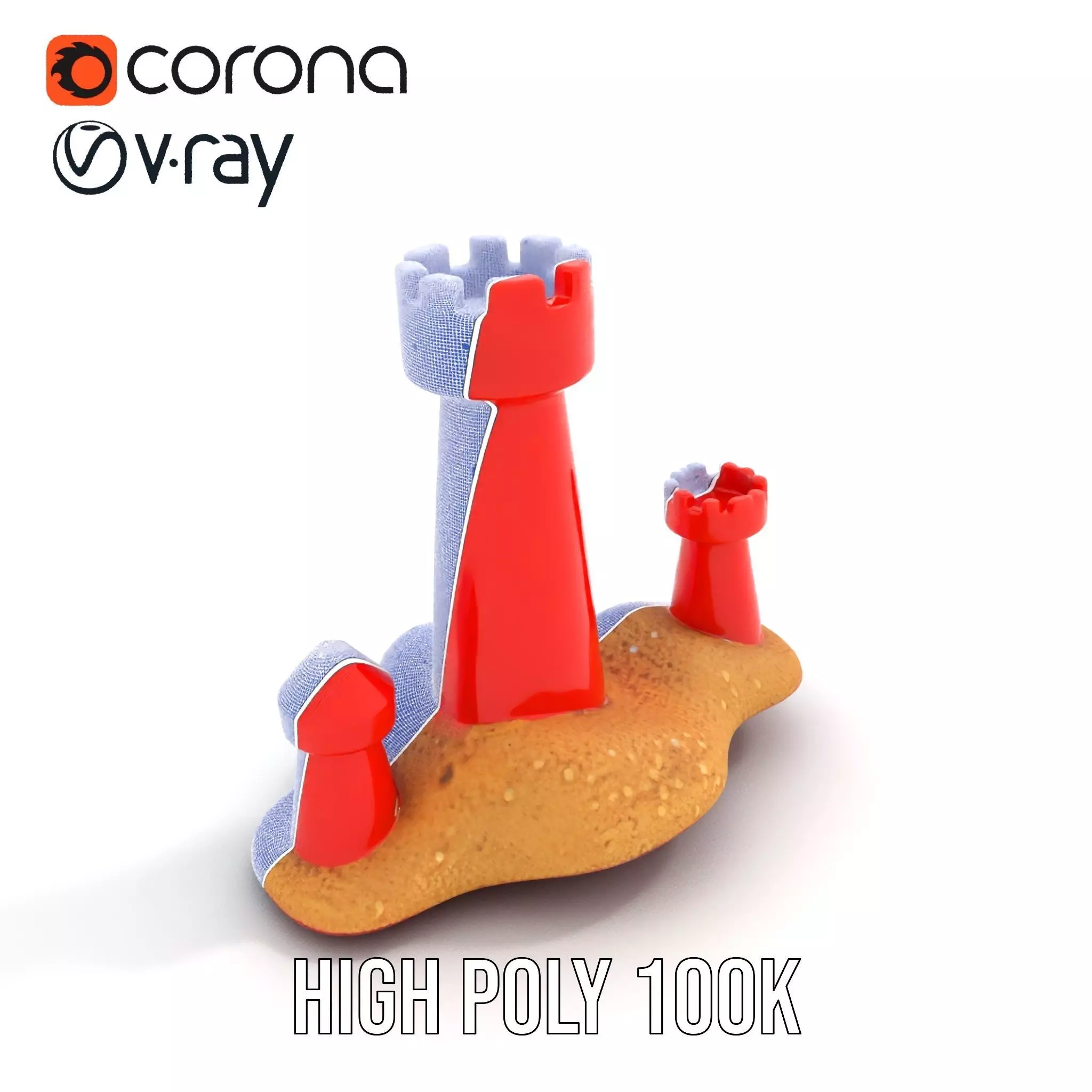Red Sandcastle model pack Low-poly 3D model_24