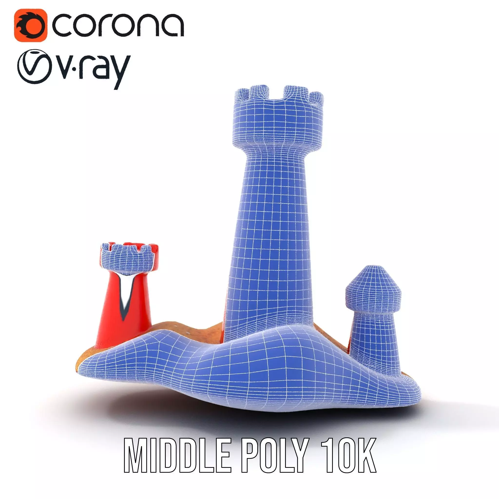 Red Sandcastle model pack Low-poly 3D model_22