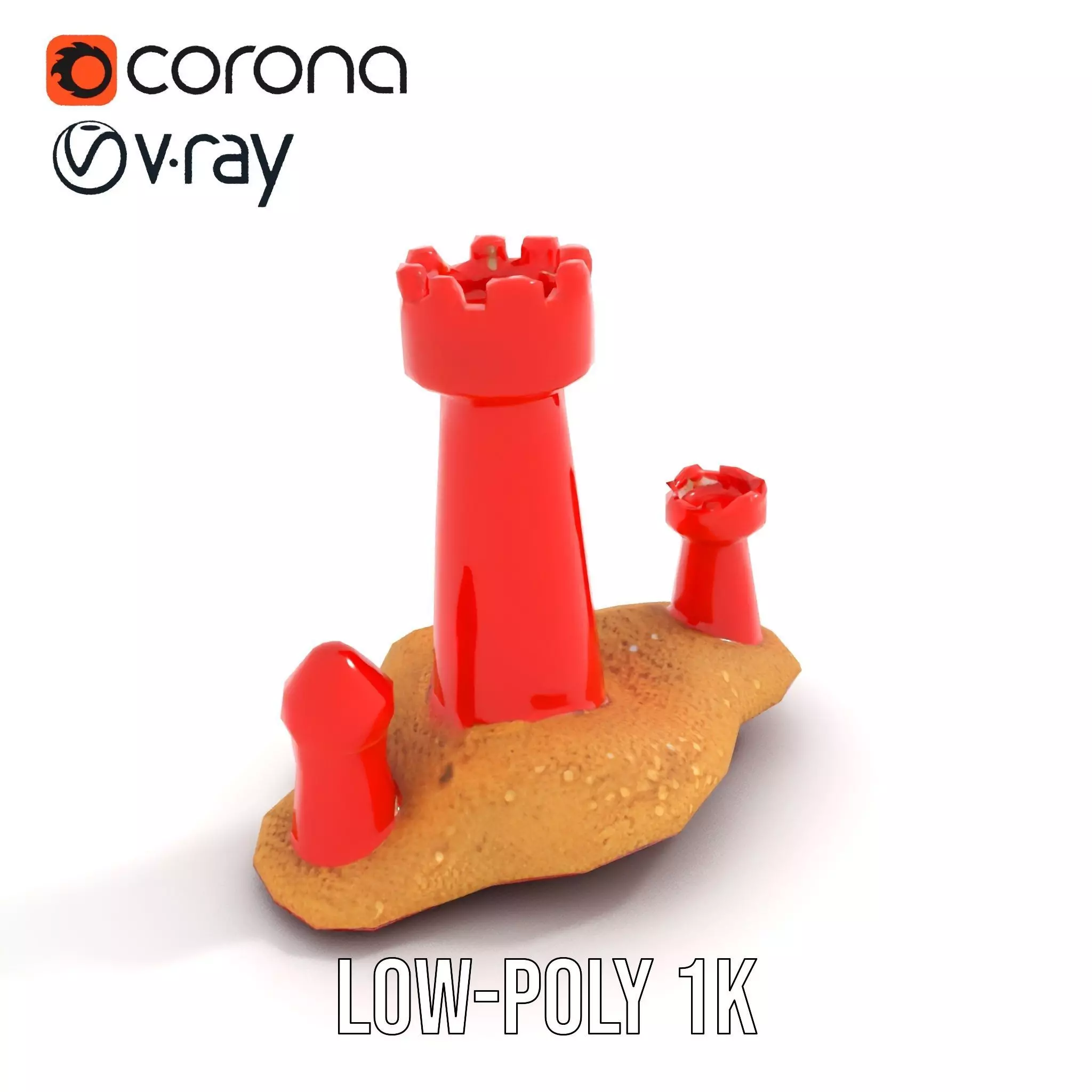 Red Sandcastle model pack Low-poly 3D model_20