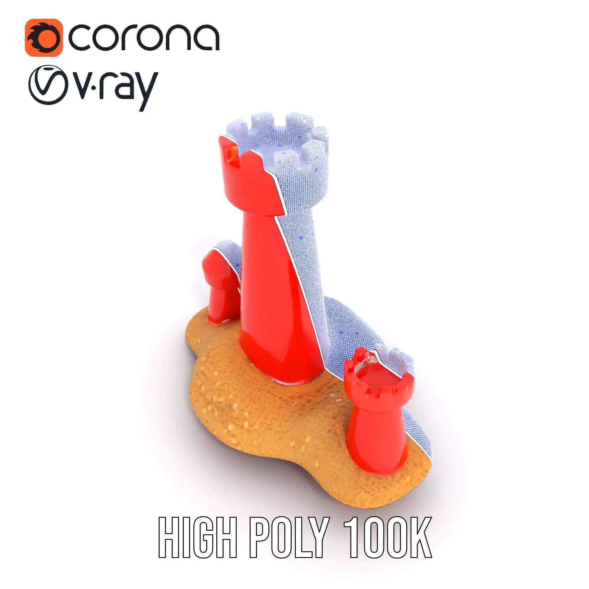 Red Sandcastle model pack Low-poly 3D model_33