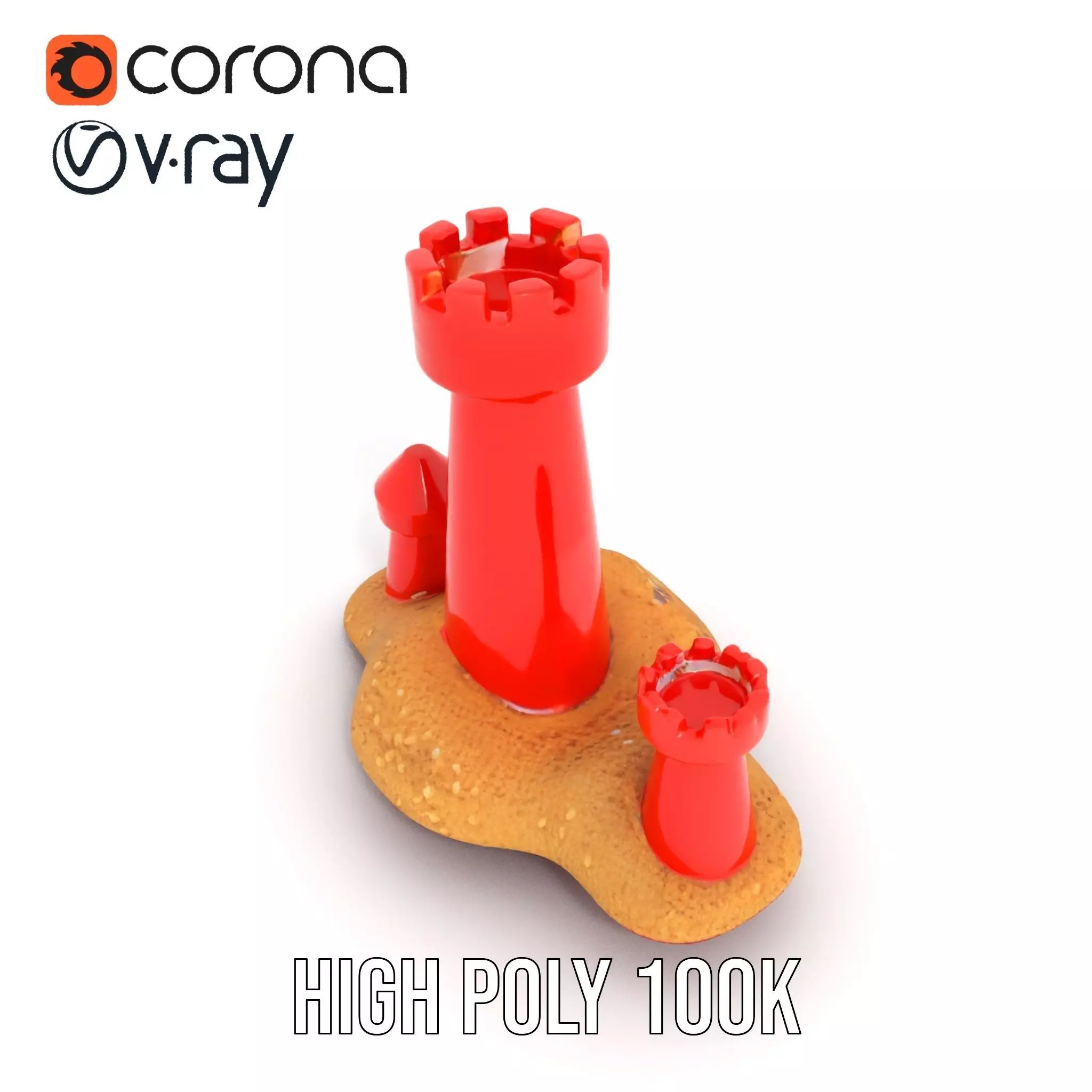 Red Sandcastle model pack Low-poly 3D model_30