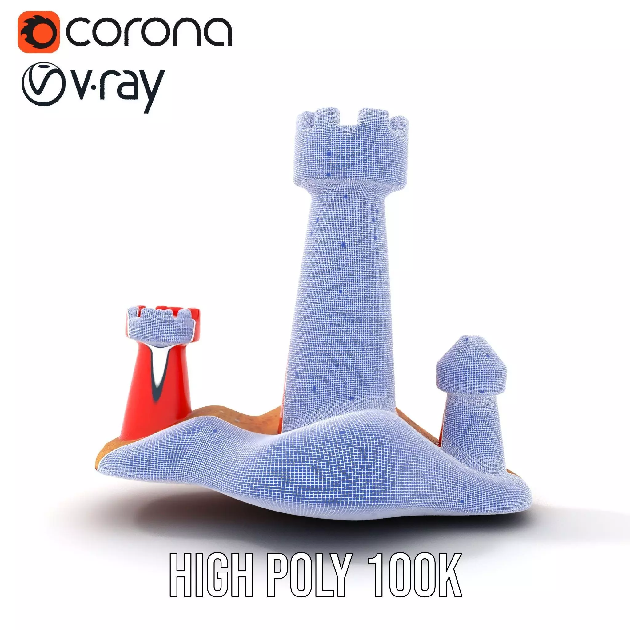 Red Sandcastle model pack Low-poly 3D model_34