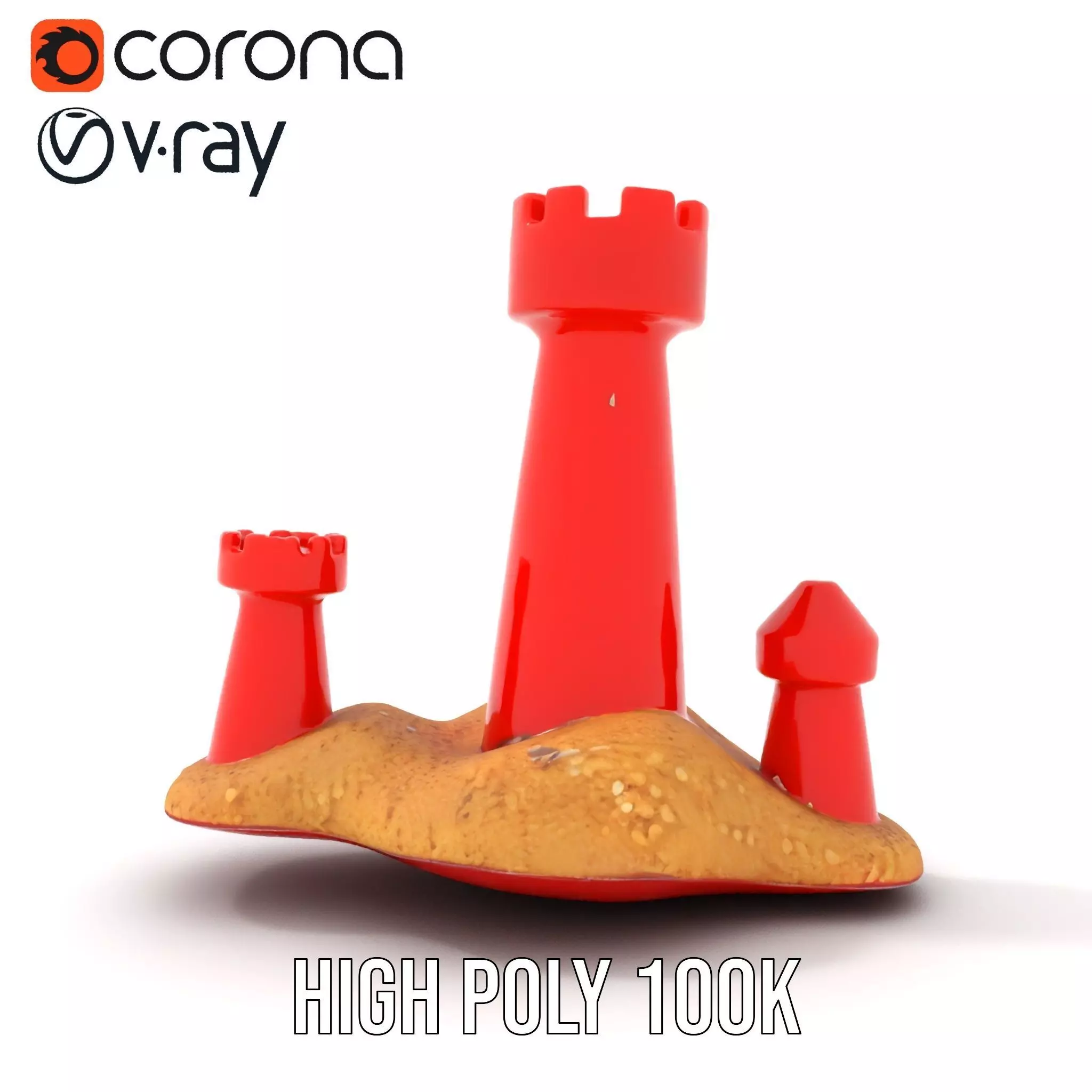 Red Sandcastle model pack Low-poly 3D model_18