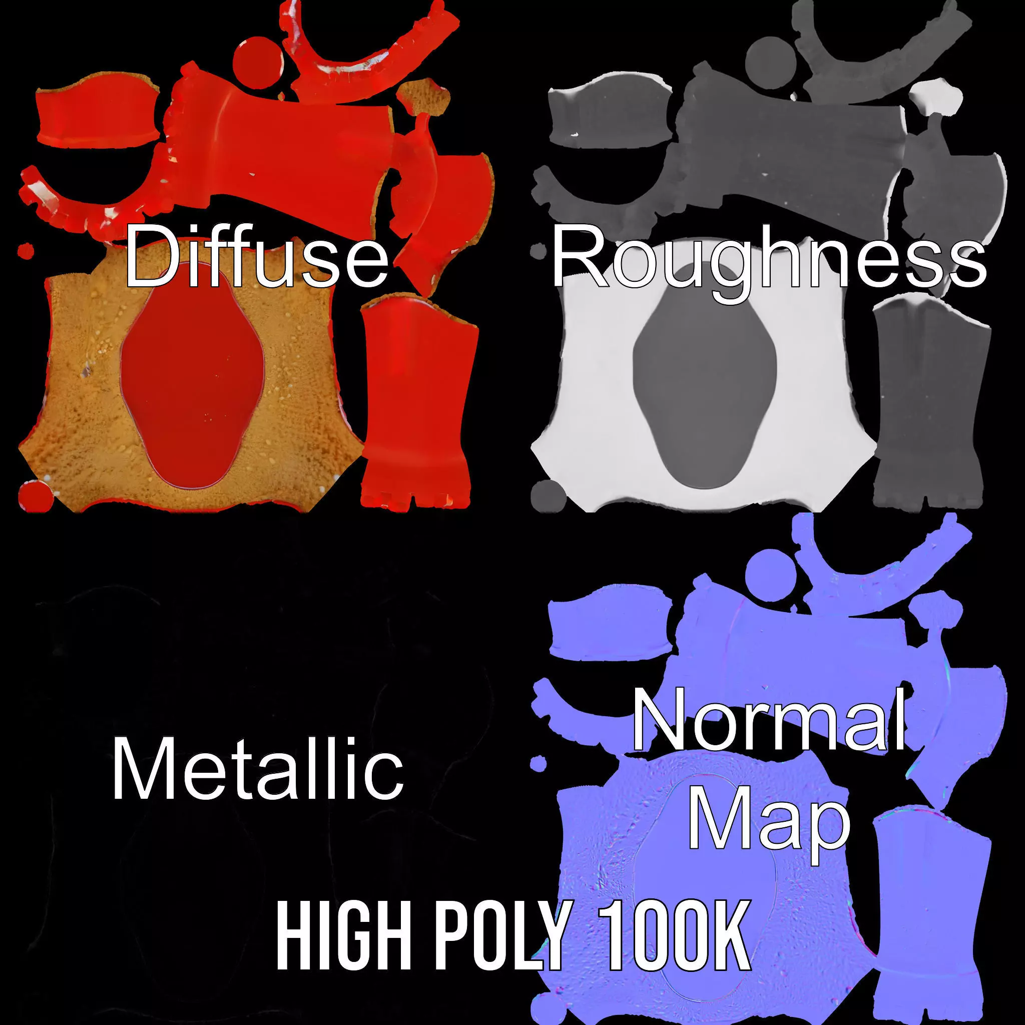 Red Sandcastle model pack Low-poly 3D model_4