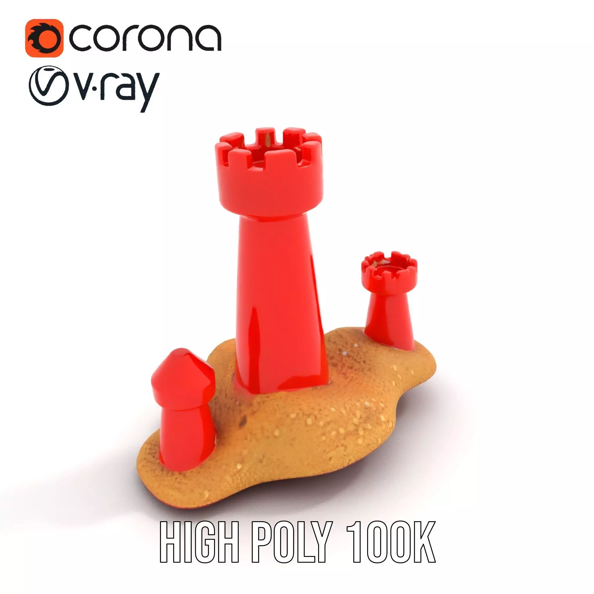 Red Sandcastle model pack Low-poly 3D model_21