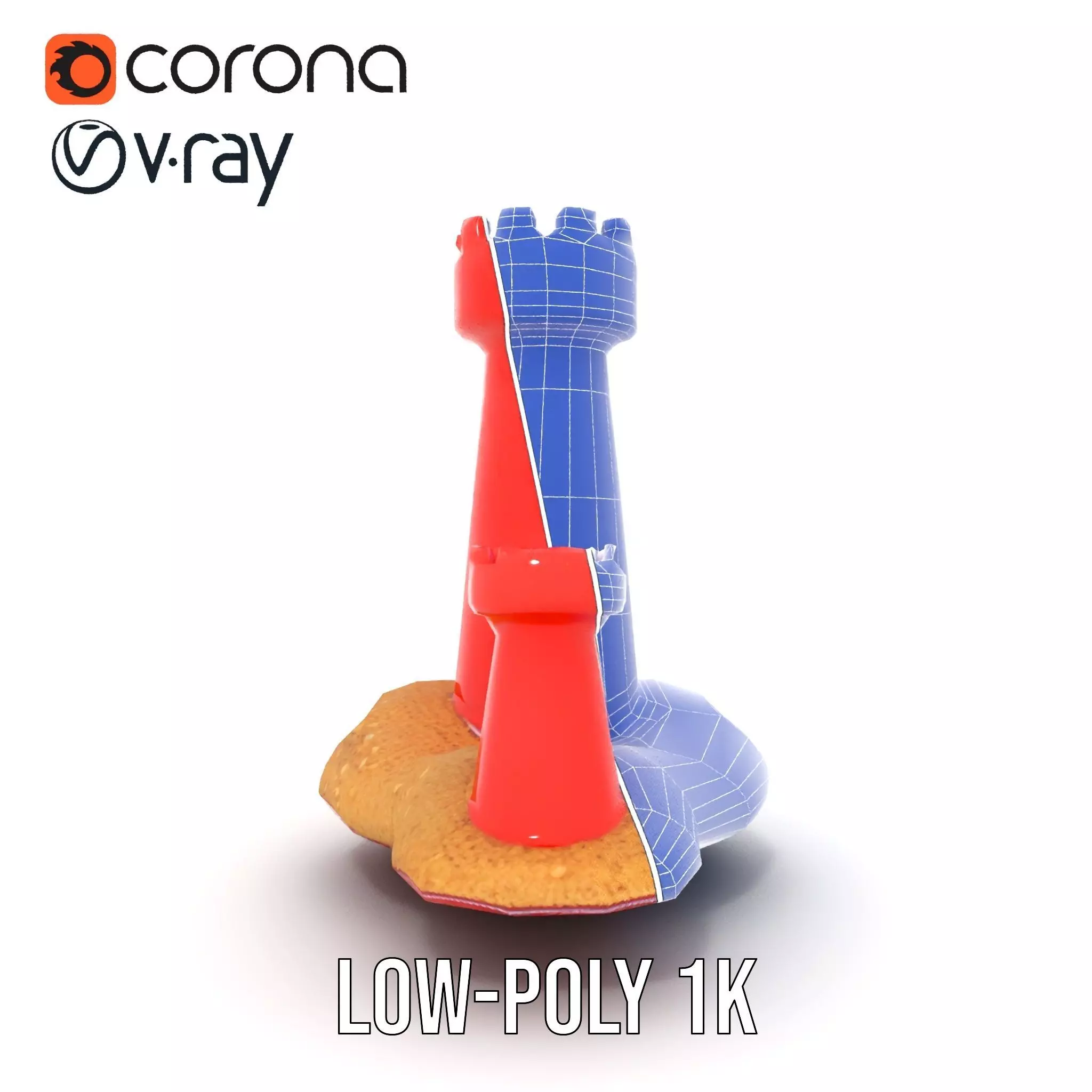 Red Sandcastle model pack Low-poly 3D model_29