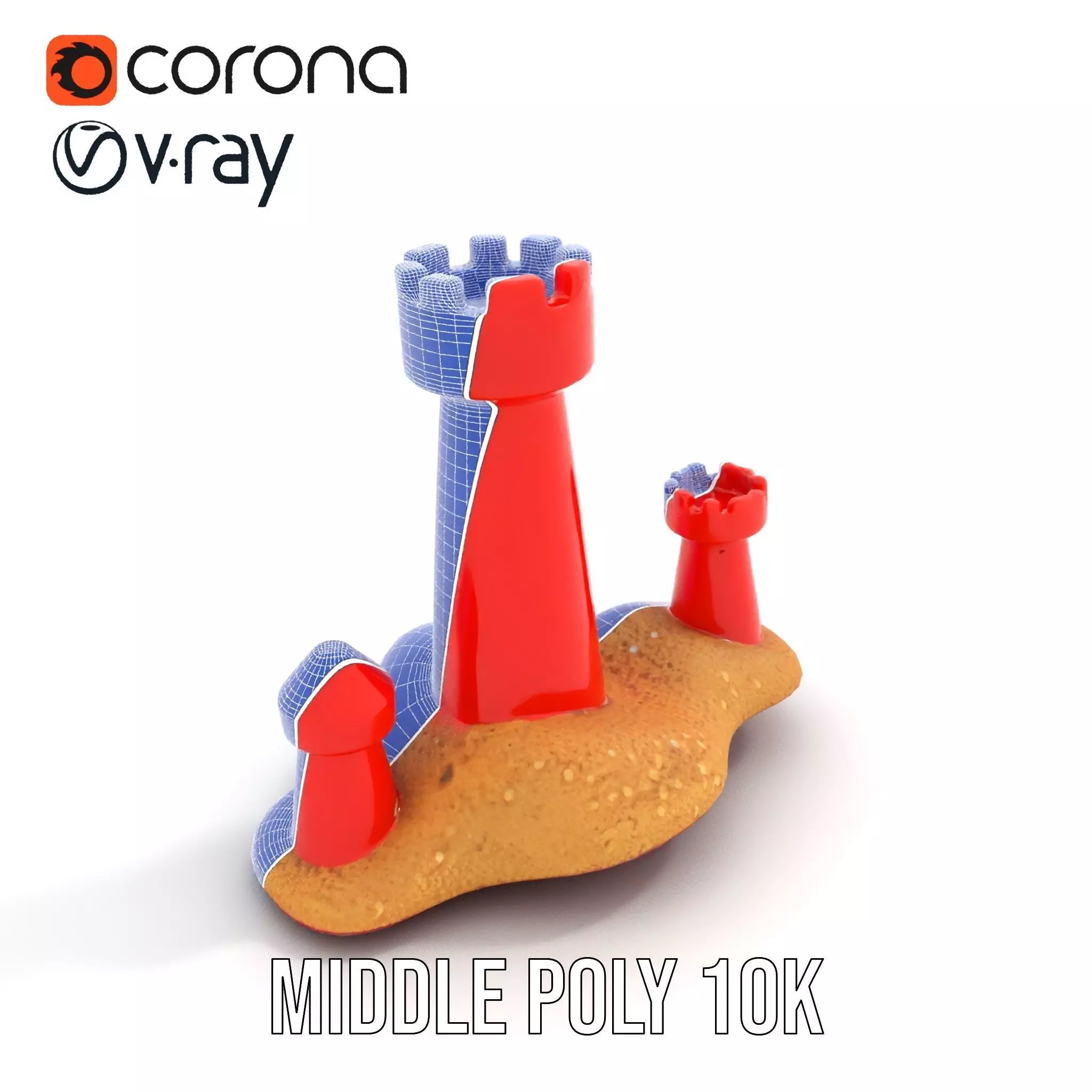 Red Sandcastle model pack Low-poly 3D model_25