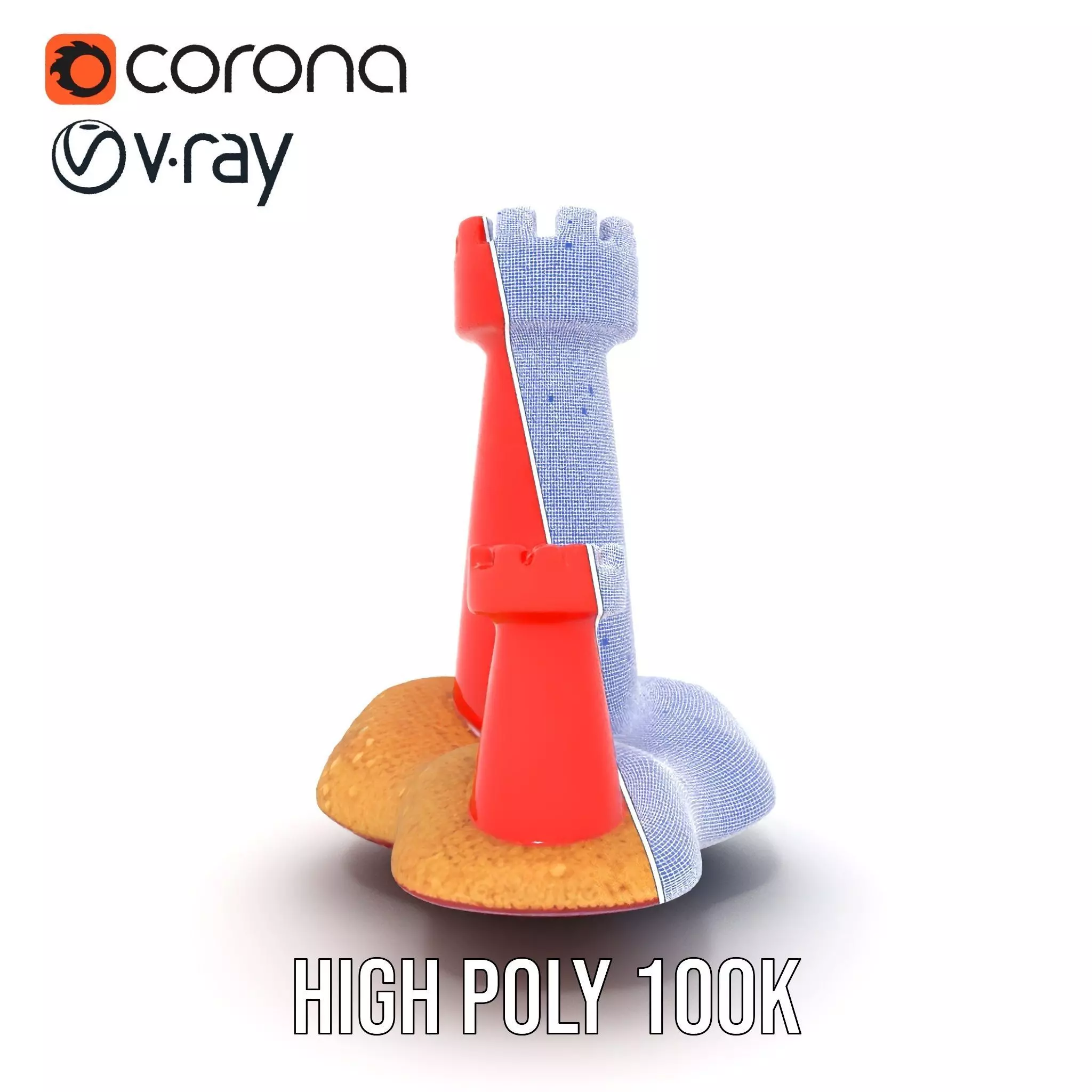 Red Sandcastle model pack Low-poly 3D model_35