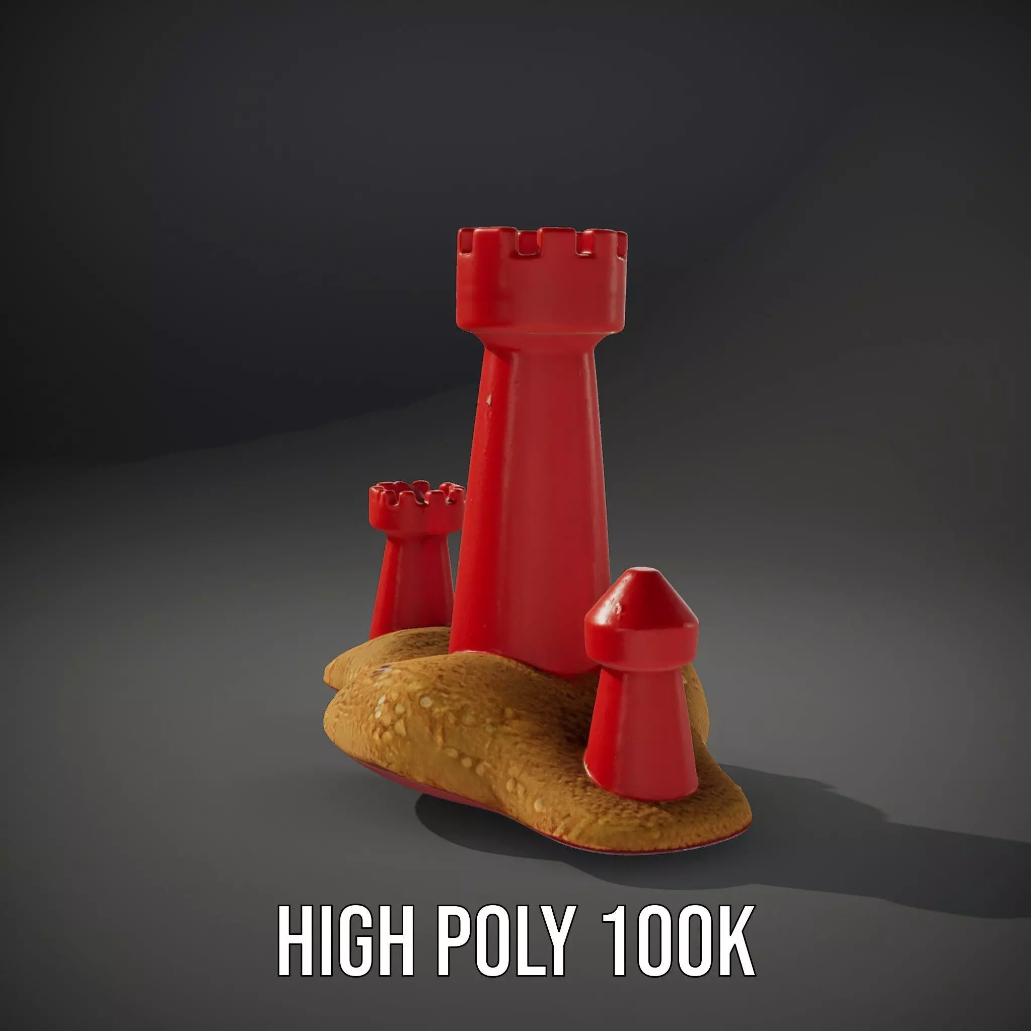 Red Sandcastle model pack Low-poly 3D model_9