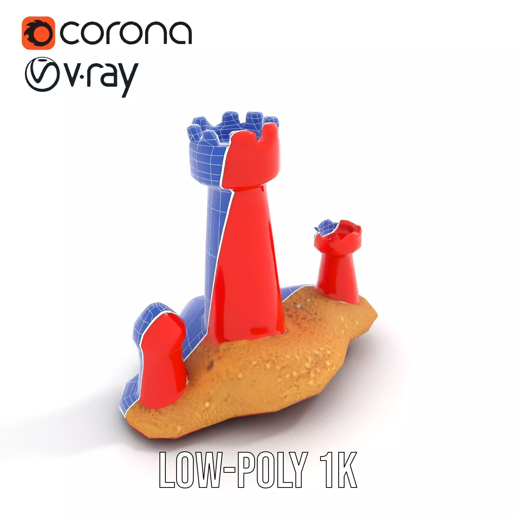 Red Sandcastle model pack Low-poly 3D model_15