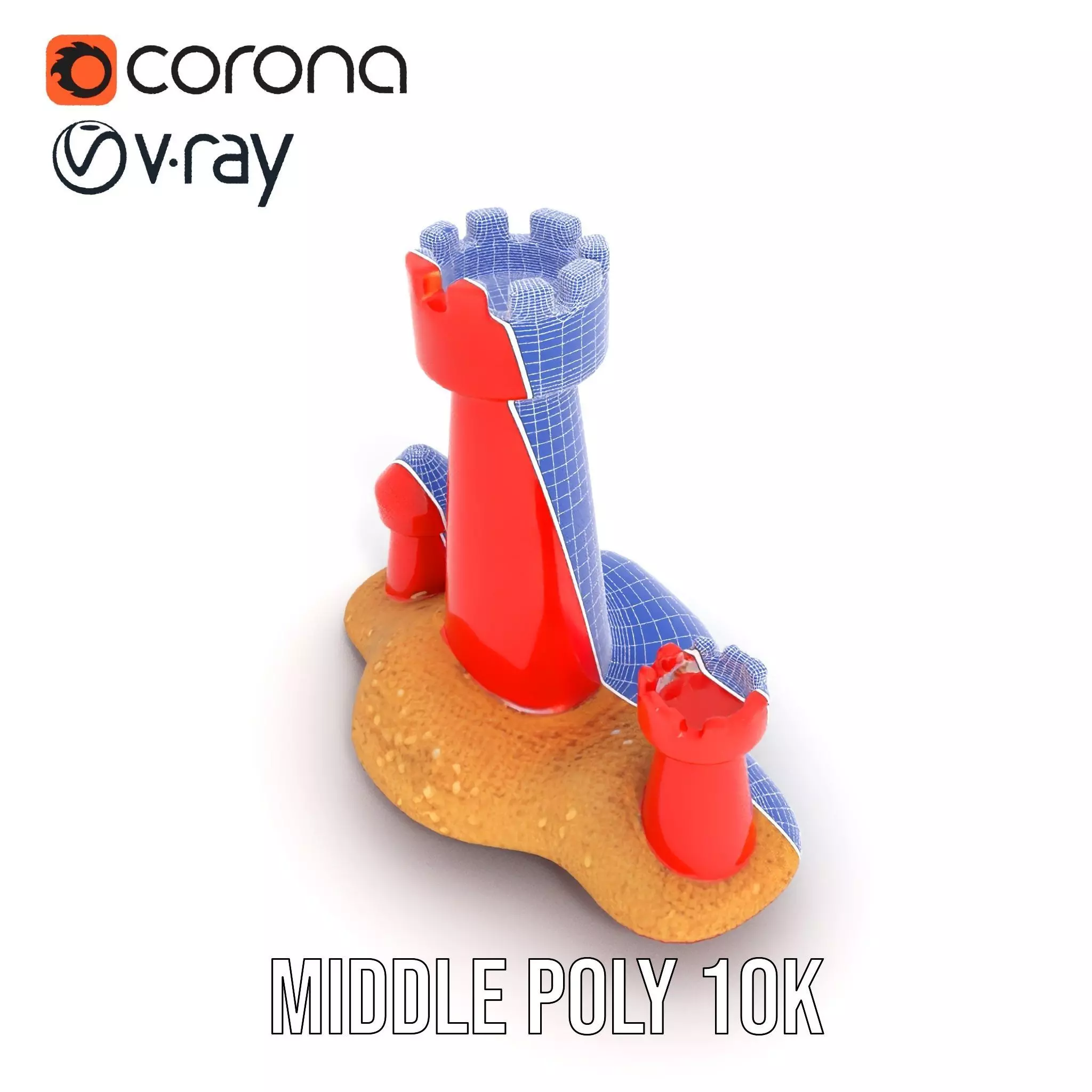 Red Sandcastle model pack Low-poly 3D model_16