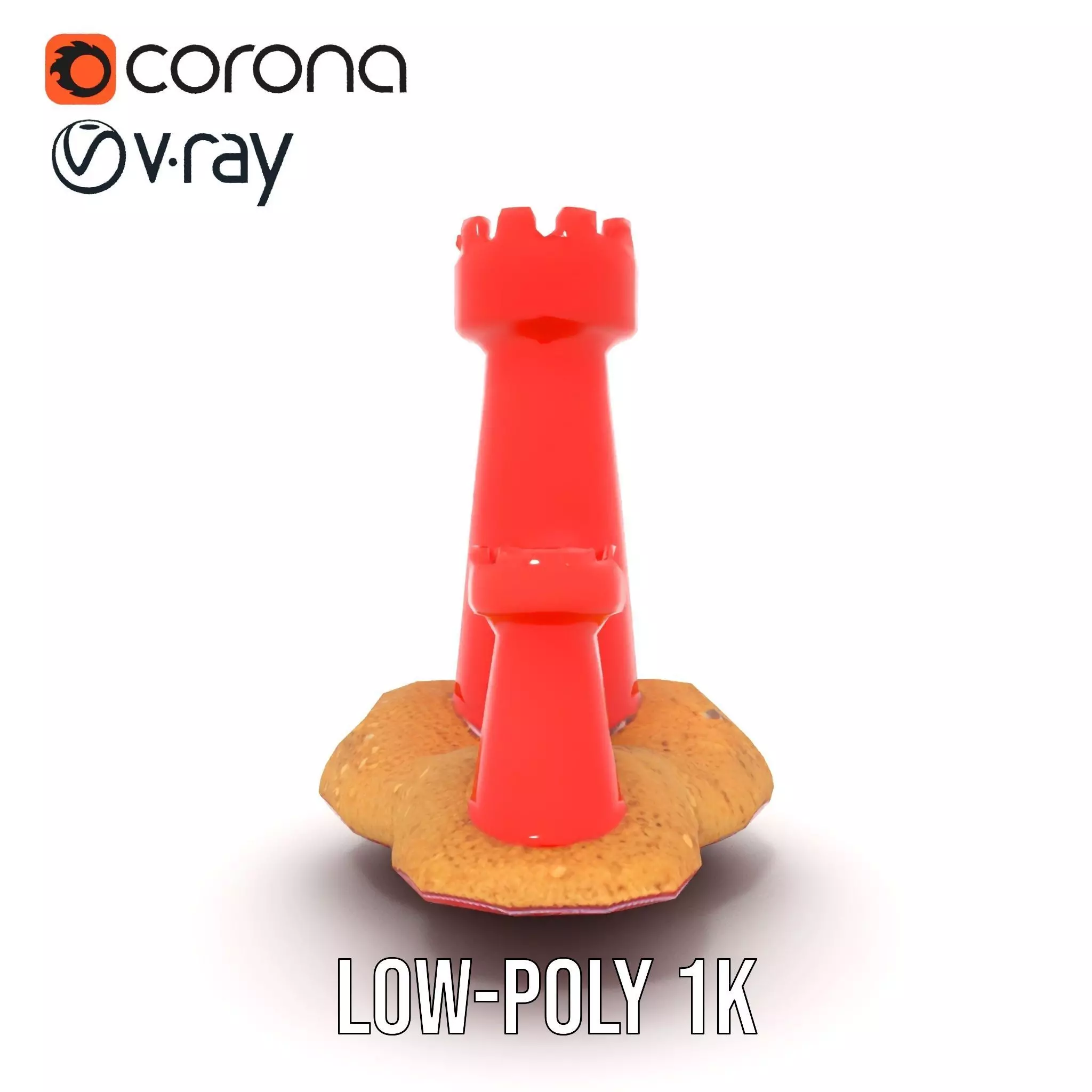 Red Sandcastle model pack Low-poly 3D model_13