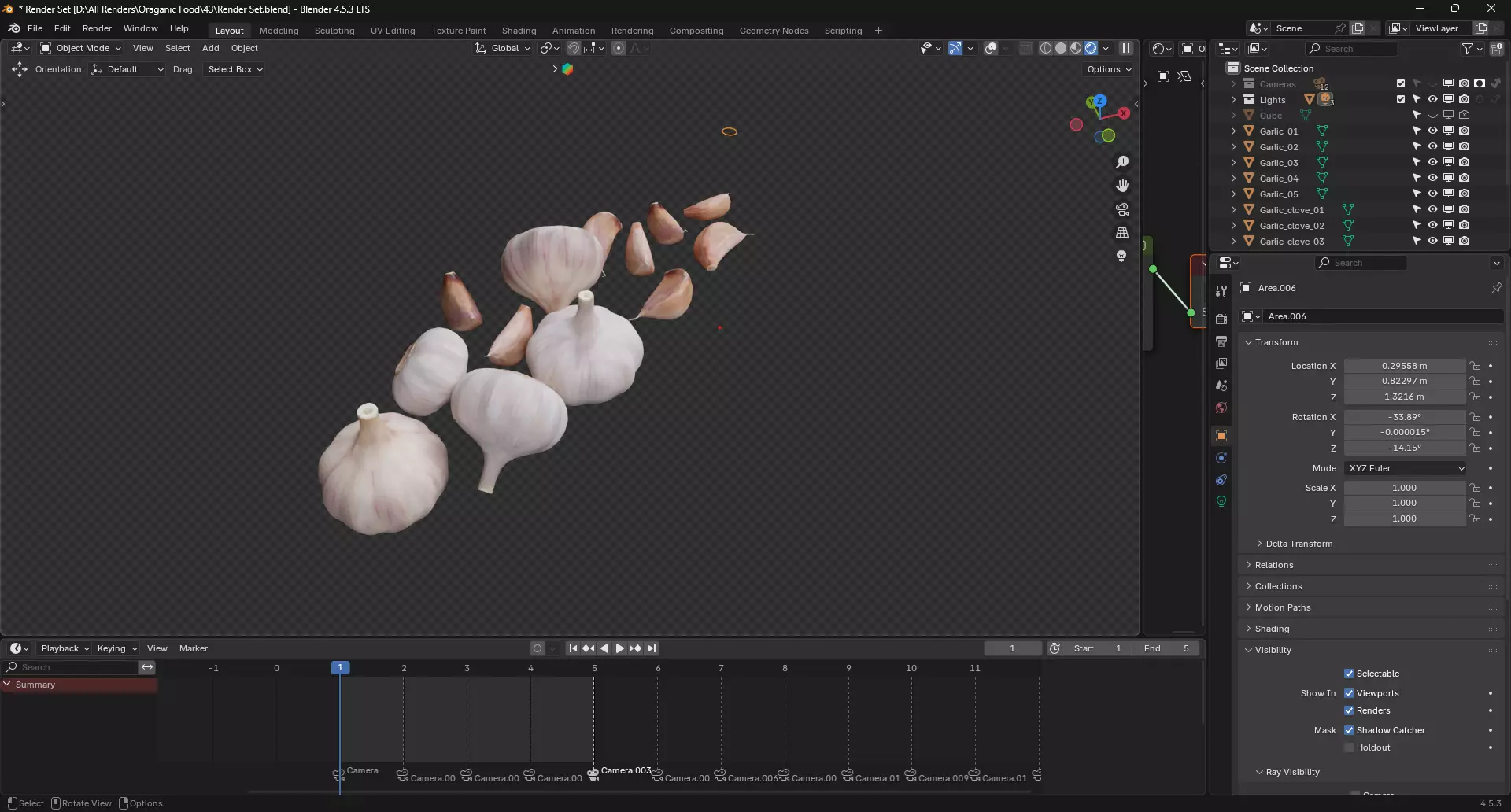 Garlic full and half 3D model_5