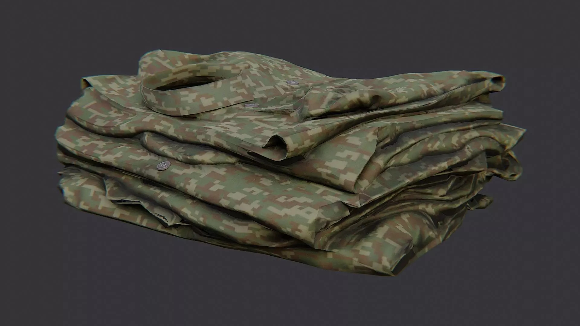 Camouflage Military Uniform Fabric Stack Low-poly 3D model_2