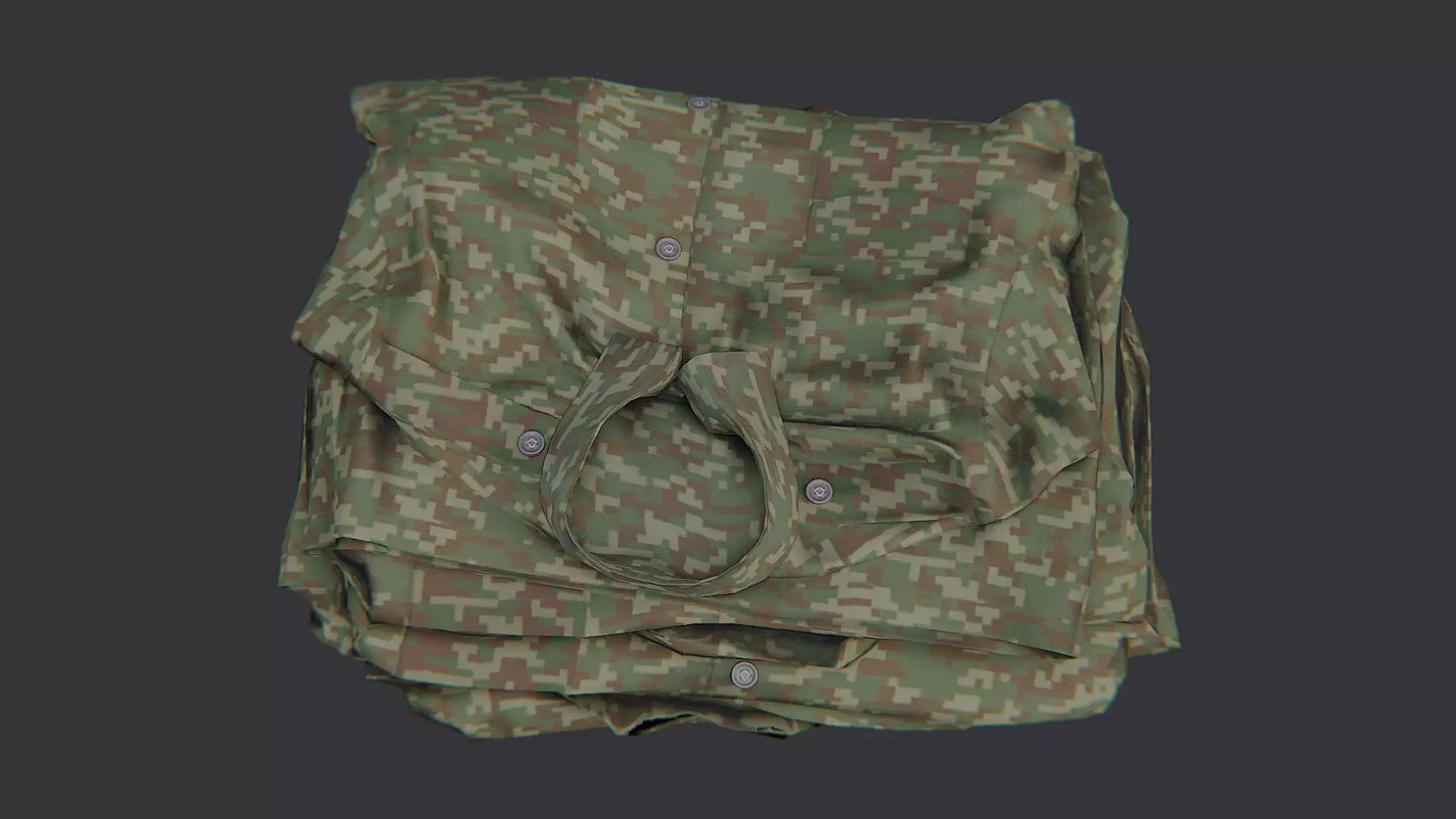 Camouflage Military Uniform Fabric Stack Low-poly 3D model_4