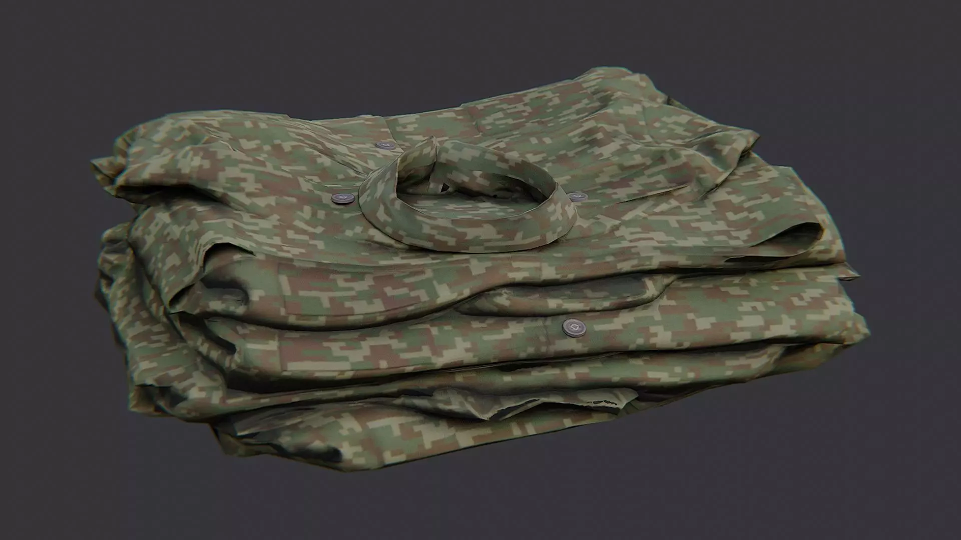 Camouflage Military Uniform Fabric Stack Low-poly 3D model_0
