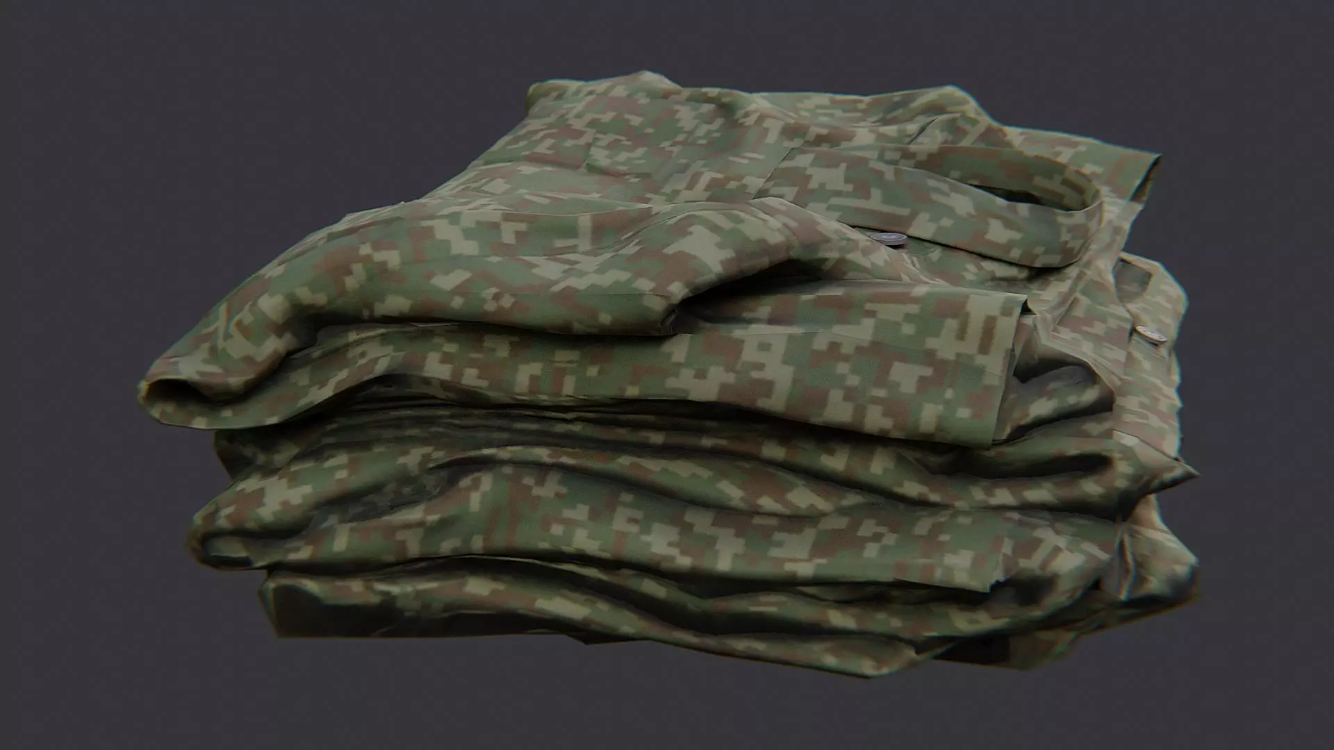 Camouflage Military Uniform Fabric Stack Low-poly 3D model_1