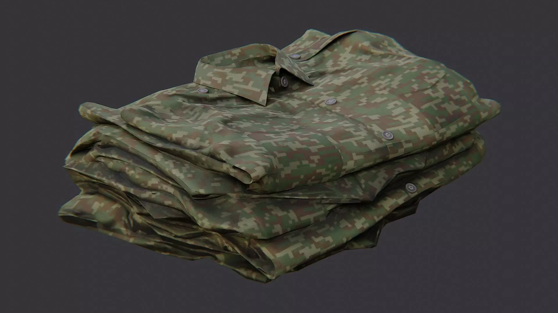 Camouflage Military Uniform Fabric Stack Low-poly 3D model_3
