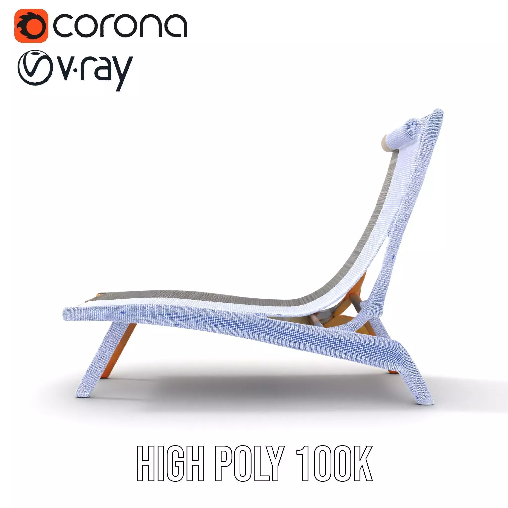 Natural Oak Lounger model pack Low-poly 3D model_32