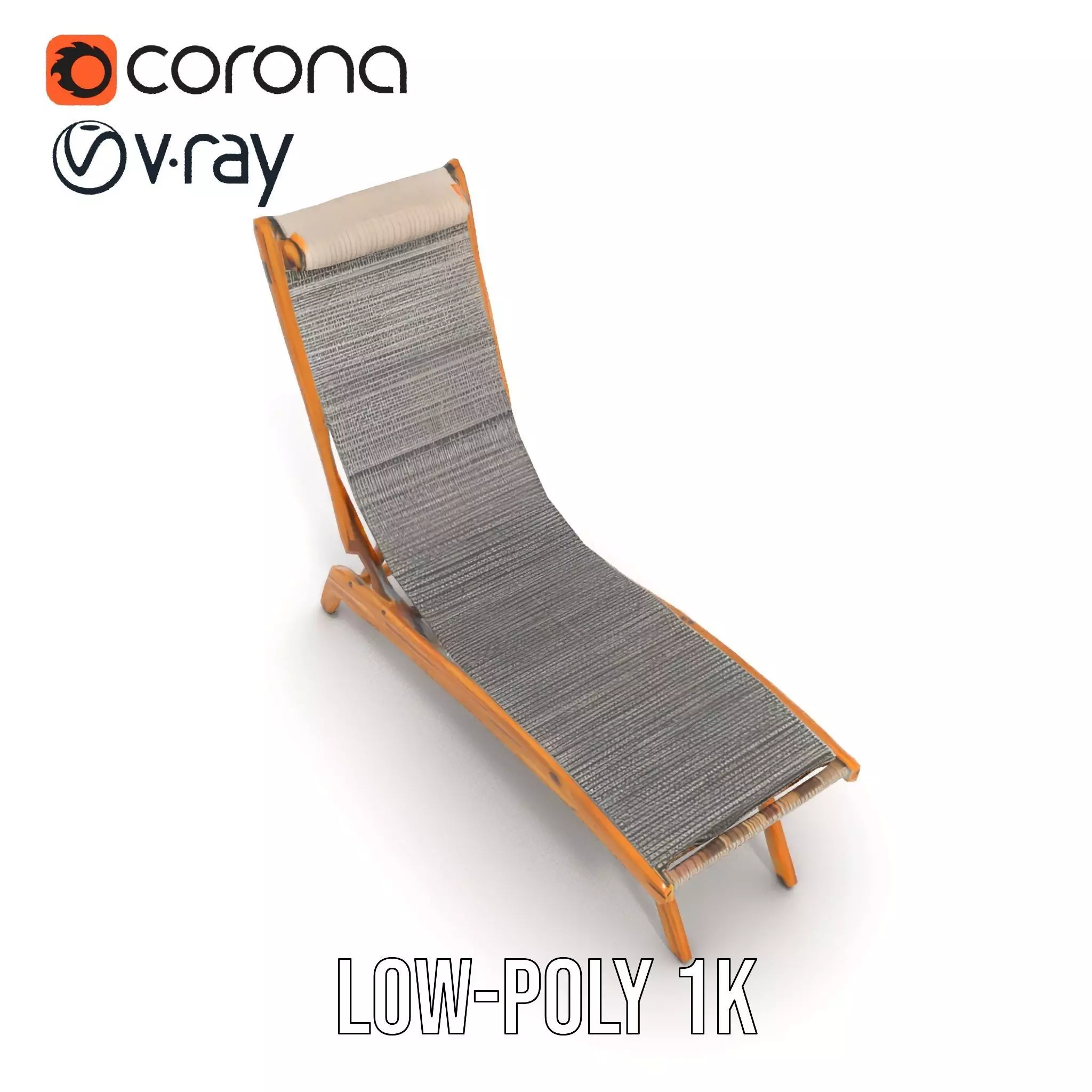 Natural Oak Lounger model pack Low-poly 3D model_14