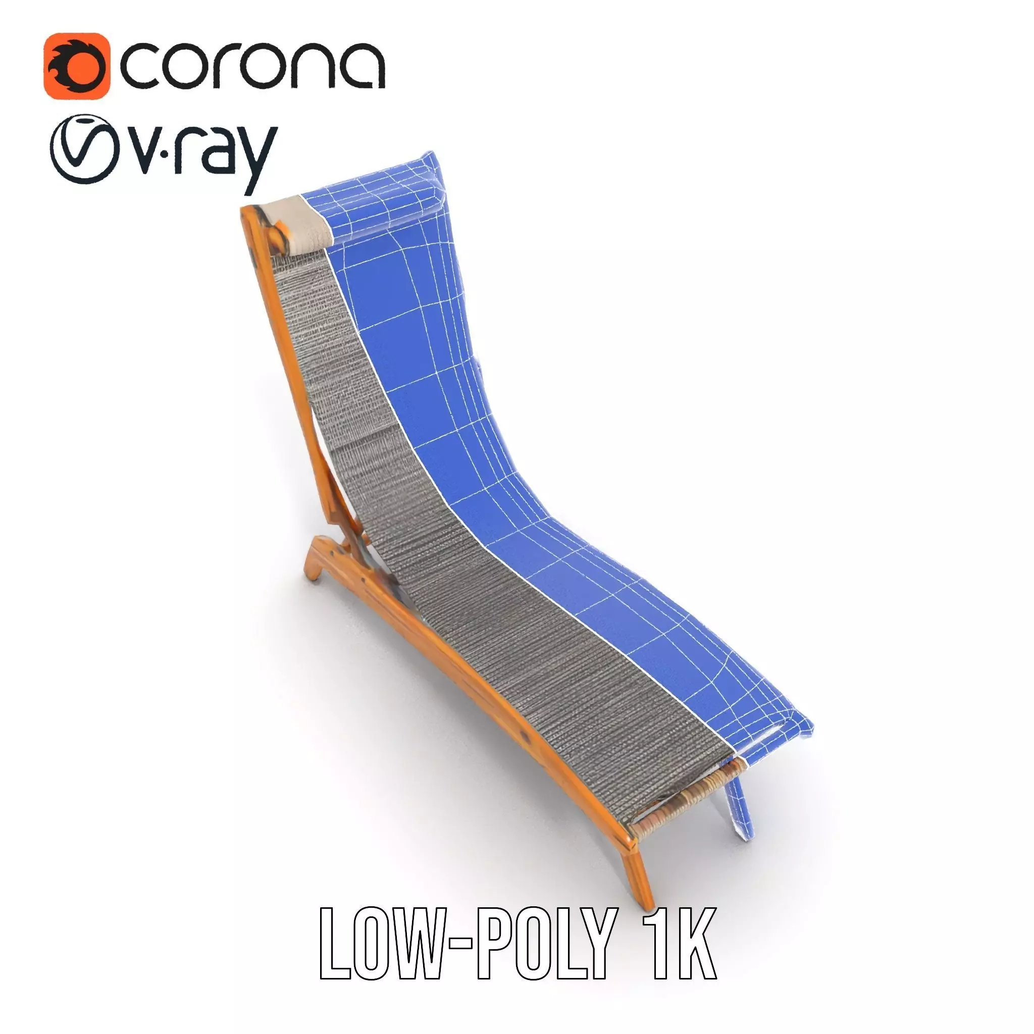 Natural Oak Lounger model pack Low-poly 3D model_26